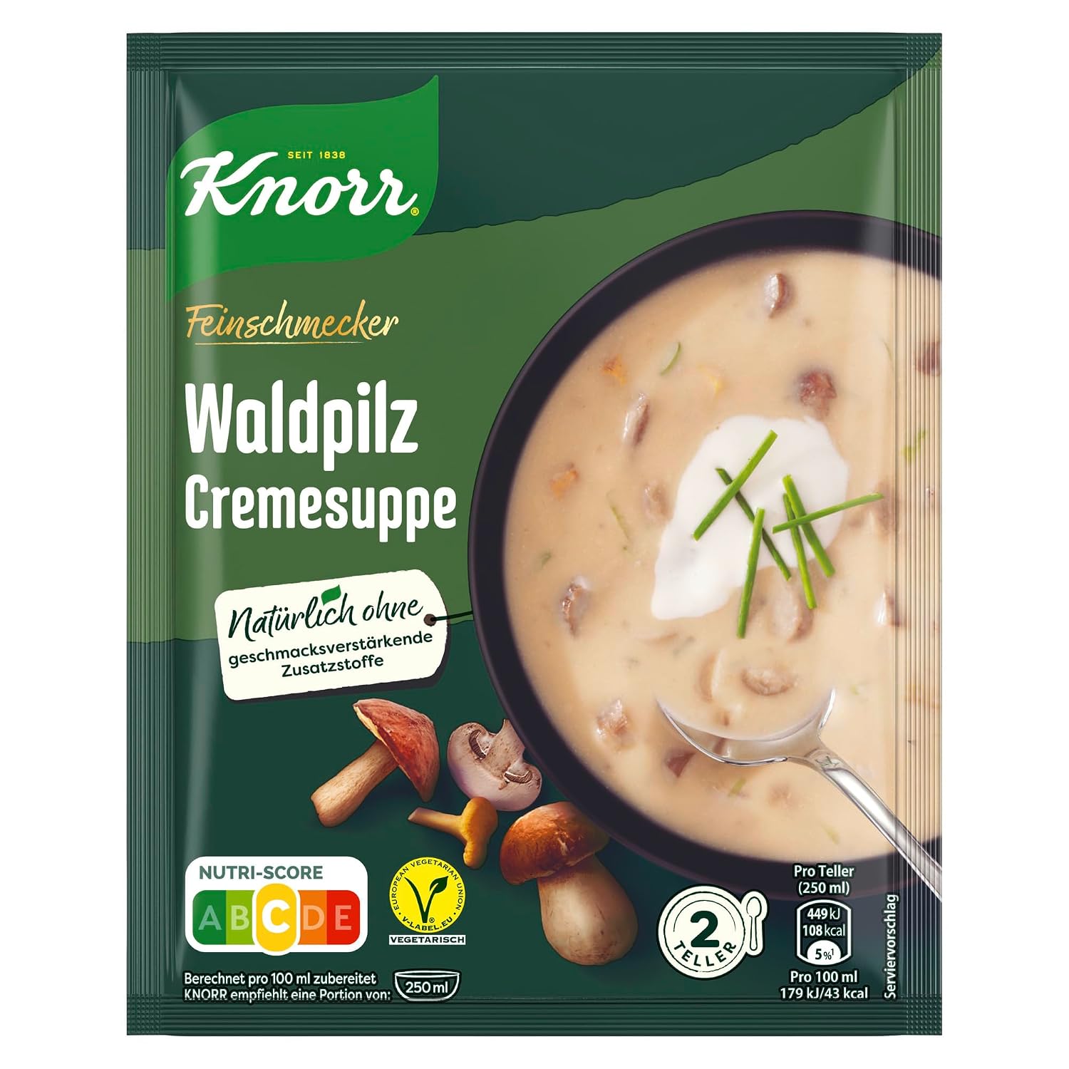 Knorr Feinschmecker Waldpilz Cremesuppe – cremig, natürliche Pilzaromen ohne Zusatzstoffe