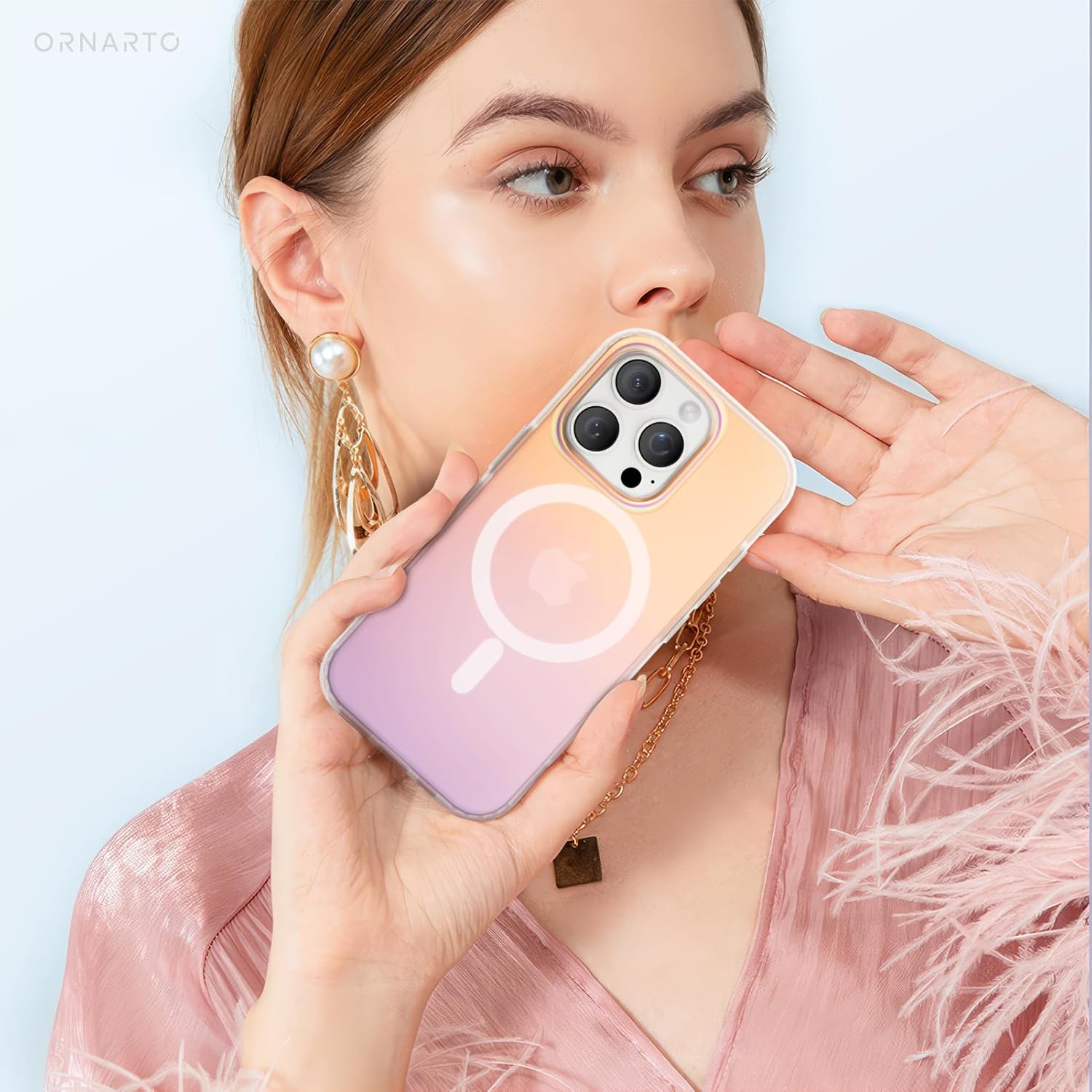 Thumbnail 5 de ORNARTO iPhone 15 Pro MagSafe Rainbow Case (6.1 inch) – Shockproof Iridescent Sunset