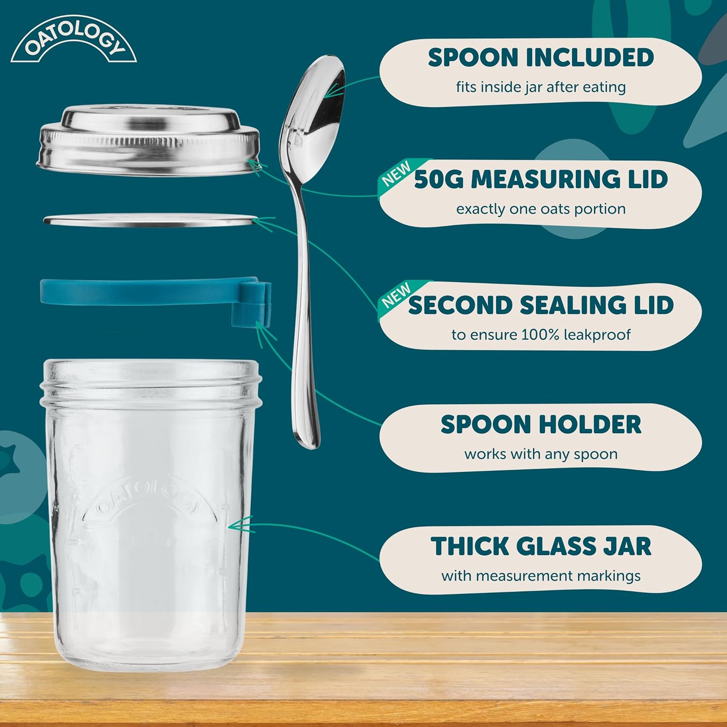 Thumbnail 5 de OATOLOGY Glass Overnight Oats Jar