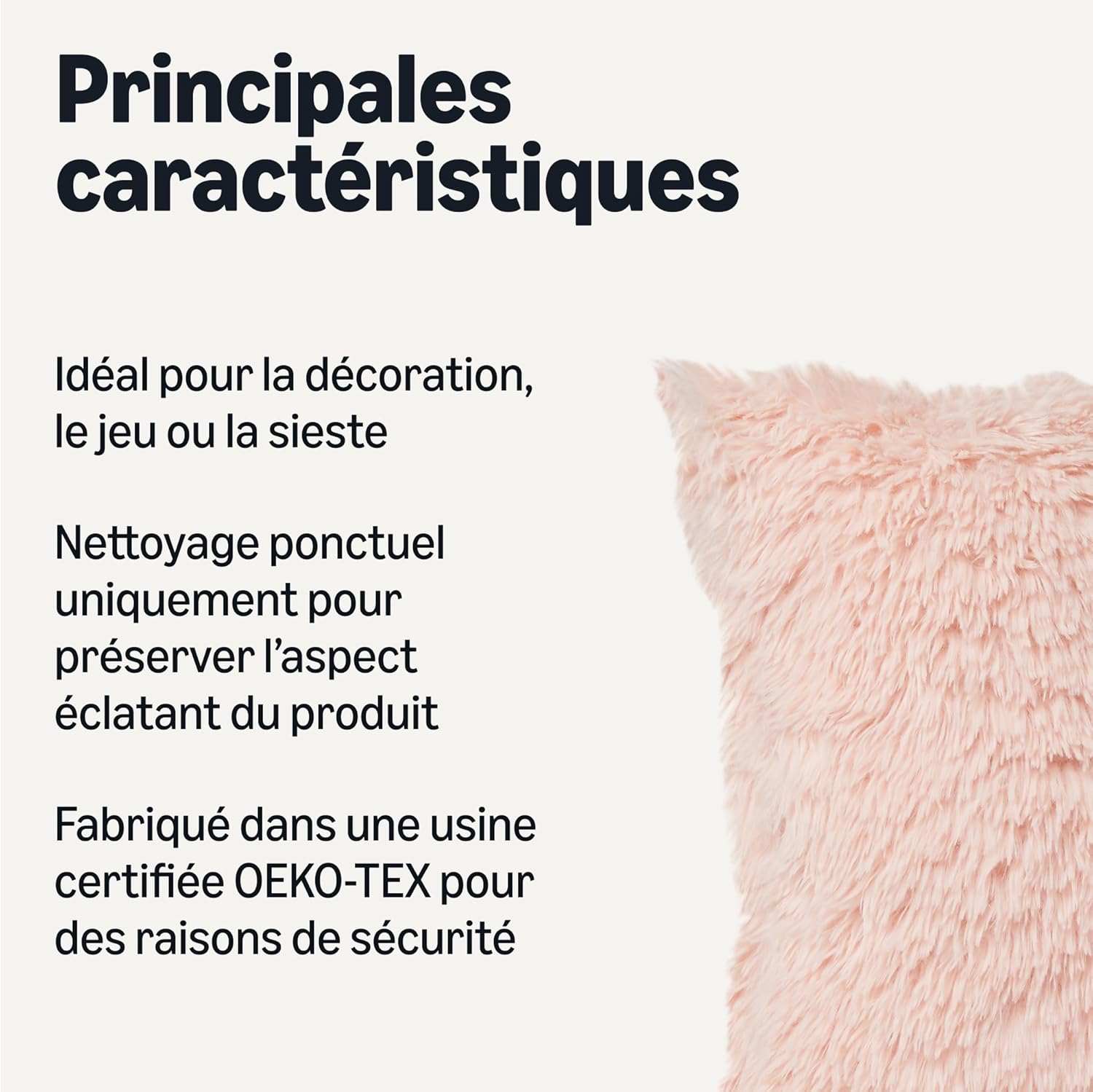 Thumbnail 1 de Amazon Basics Peluche Coussin Carré Rose – Oreiller Géométrique pour Lit et Canapé