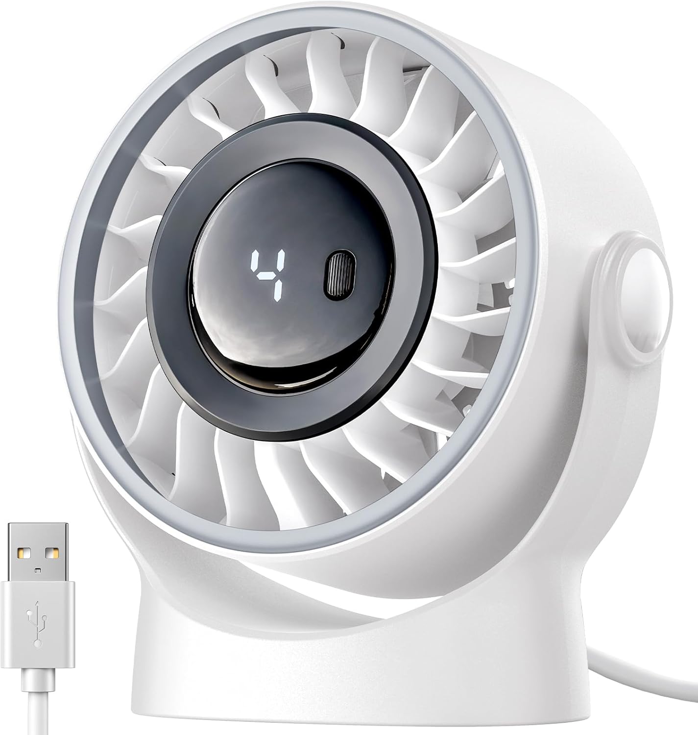 Detalle de SWEETFULL USB Desk Fan: 4-Speed Portable Personal Cooler with 360° Rotatable Head