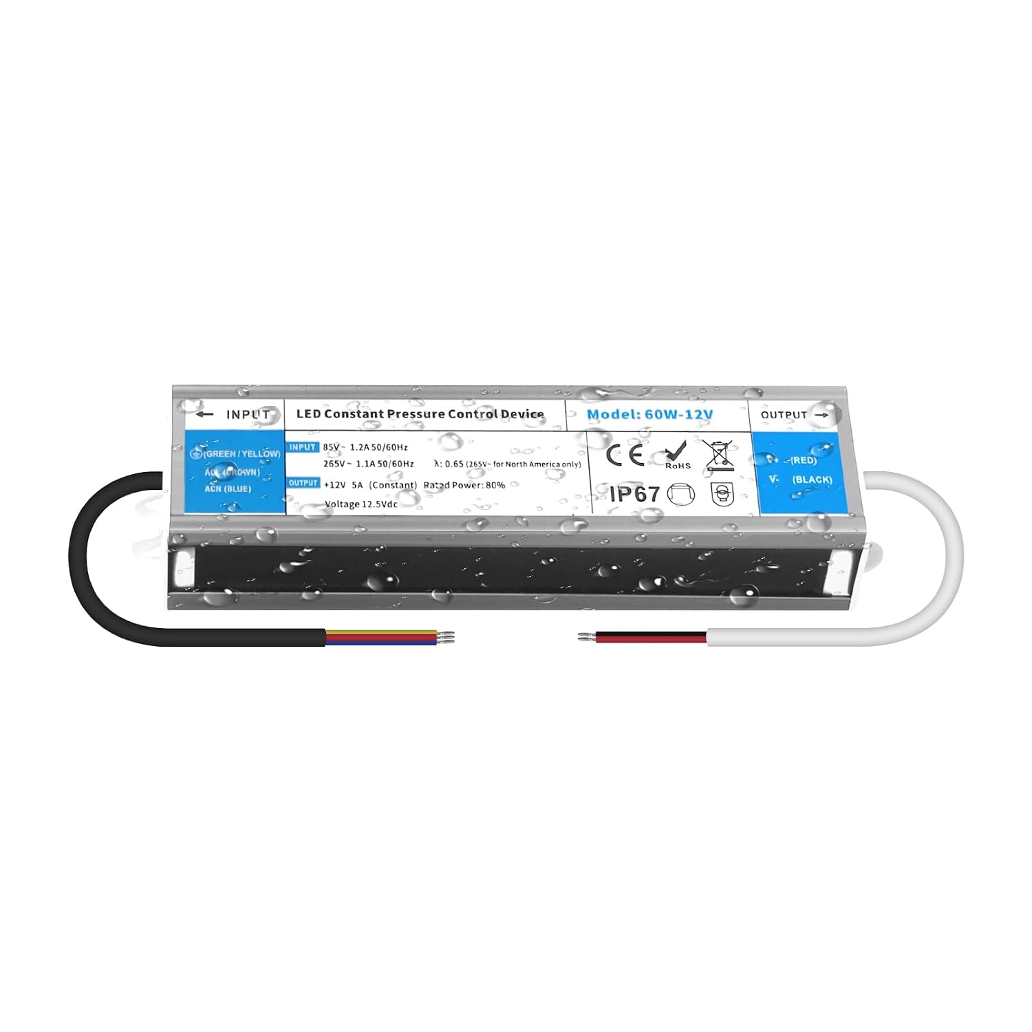Detalle de YOODI Transformador 12V 60W 5A para LED