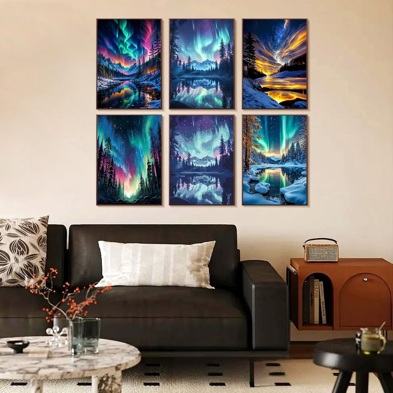 Detalle 2 de Aurora Paint by Numbers for Adults – 6 Pack Canvas by Numbers (25x35cm)
