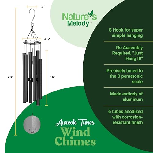 Thumbnail 5 de Nature's Melody aureole tunes woodstock chimes 28" (Noir) – 71 cm, aluminium recyclé