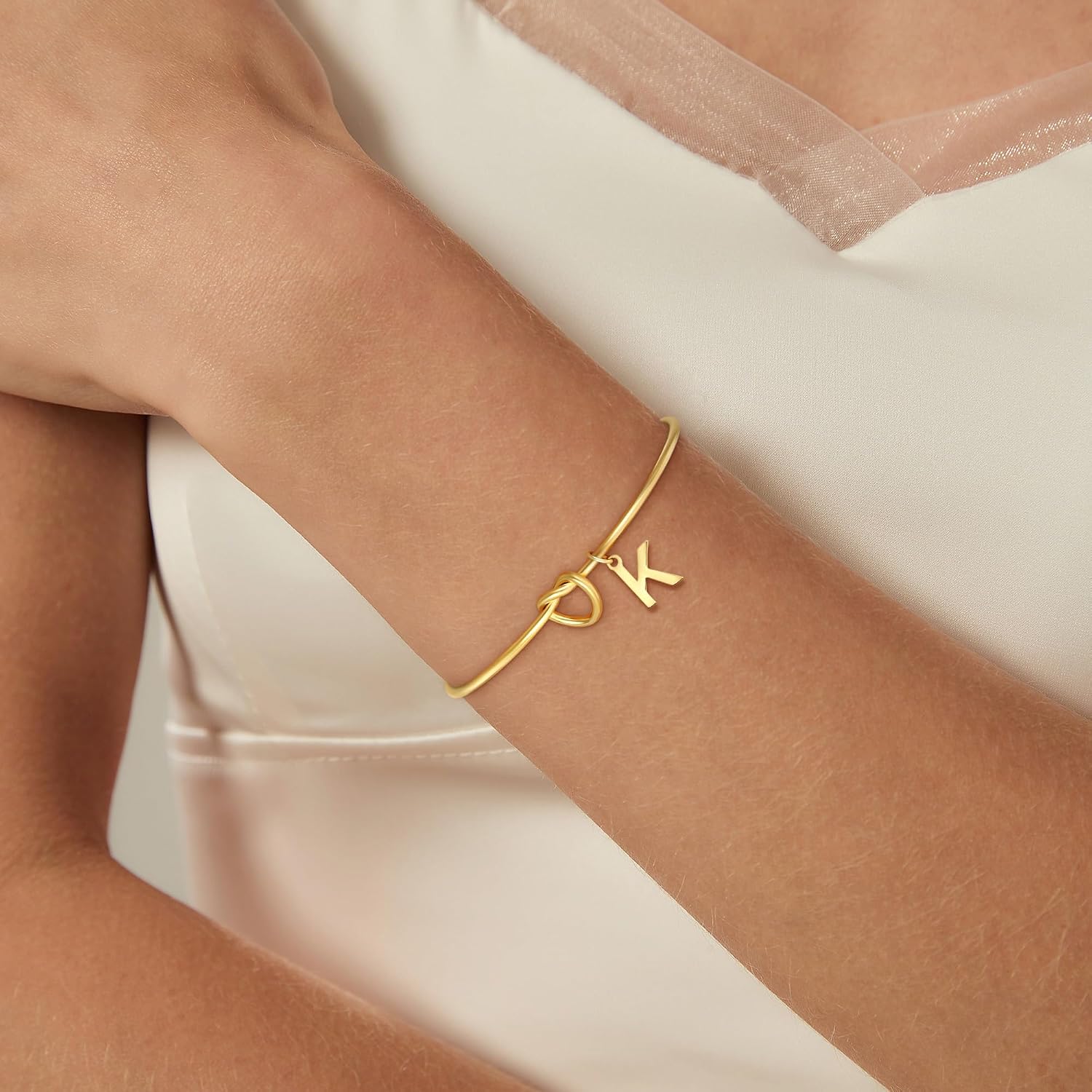 Detalle de SLOONG Armband Damen Gold/Silber – Monogramm Initialen, 18K Vergoldet, Personalisiert