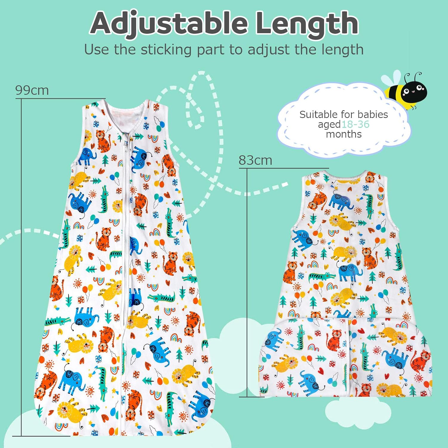 Thumbnail 3 de Lictin Baby Sleeping Bag 0.5 TOG SleepSack - 100% Cotton, Sleeveless Swaddle, 18-36 Months