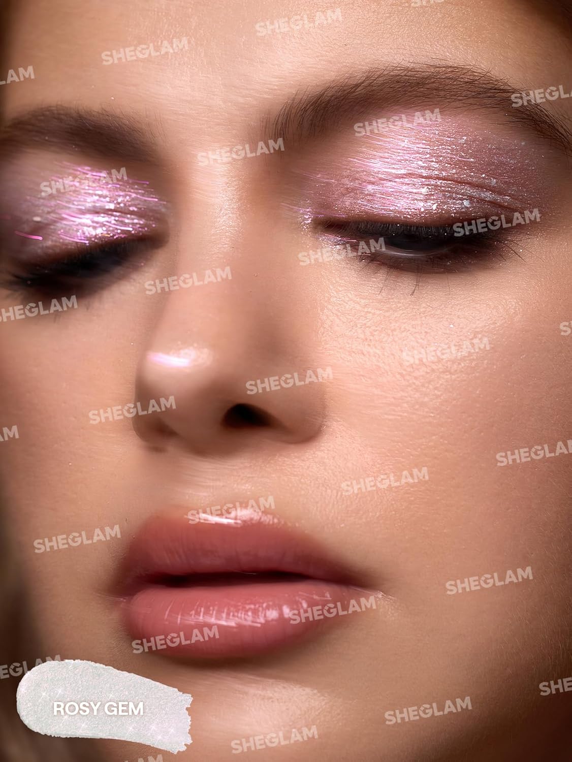 Detalle de SHEGLAM Crystal Jelly Glaze Stick Eye Shadow in Rosy Gem, Glossy Shimmer