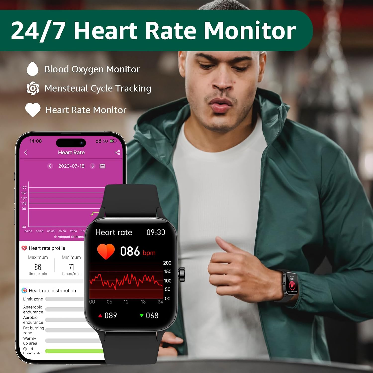 Detalle de ASWEE Smart Watch for Men & Women with 1.95" HD Touch Screen — 140+ Sports, Heart Rate & Sleep Monitor, IP68 Waterproof