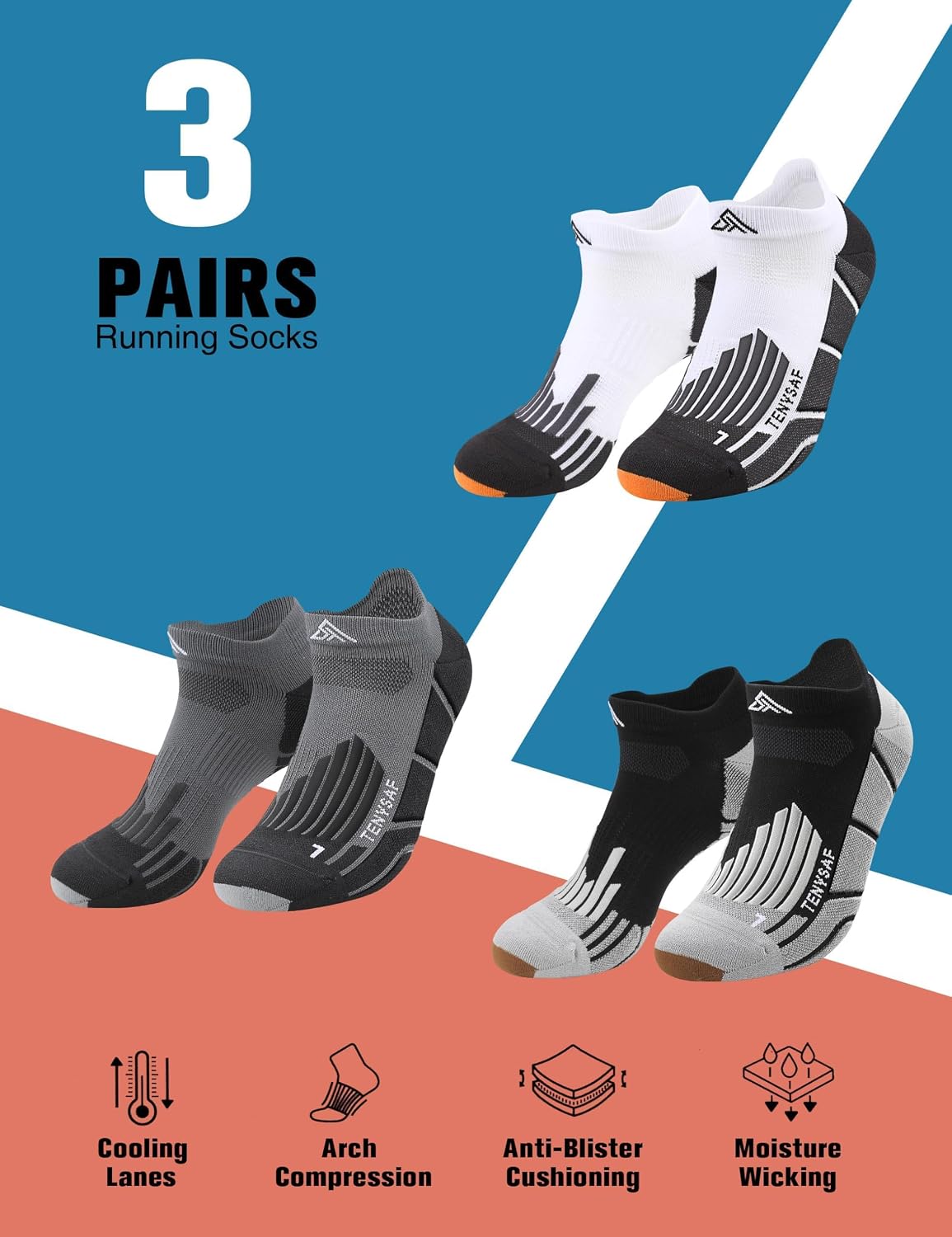Detalle 2 de Lounwee Mens Compression Socks 15 20mmHg