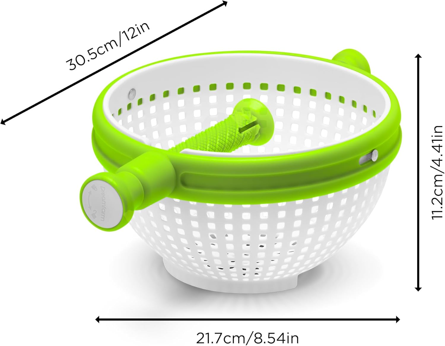 Detalle de Dreamfarm Spina 2-in-1: Collapsible Salad Spinner & Straining Colander (3 Quart) in White/Green