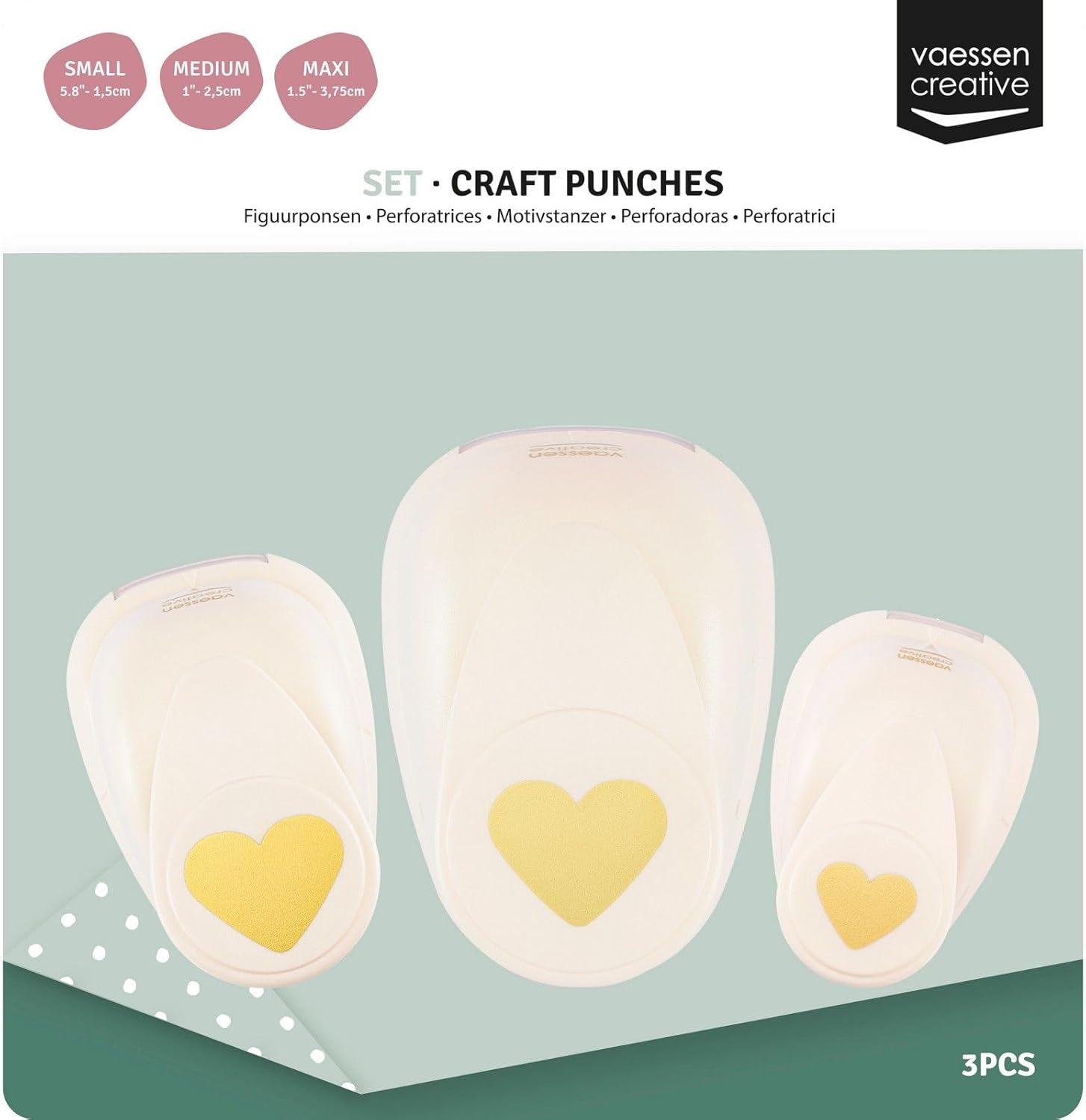 Thumbnail 3 de Perforeuse de Papier Vaessen Creative – Cœur, 3 Tailles, DIY Scrapbooking et Cartes
