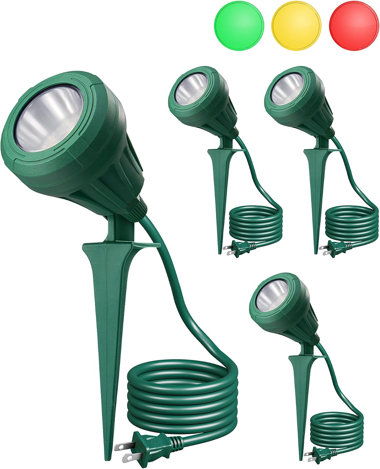 Detalle de EDISHINE HGSL01EF Outdoor LED Spotlights, 4-Pack, 120V, 3 Colour Lenses