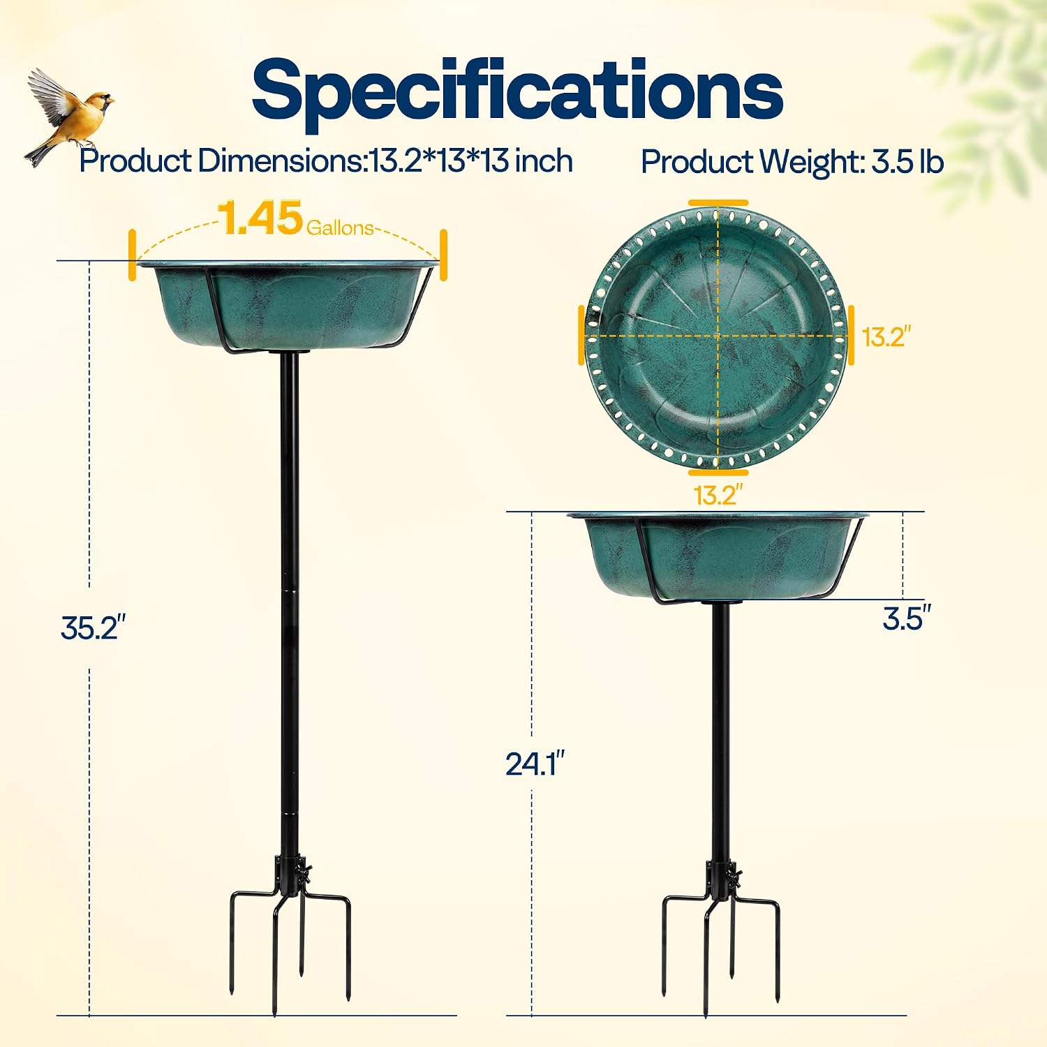 Thumbnail 6 de VIVOHOME Bird Bath 13-Inch Bowl