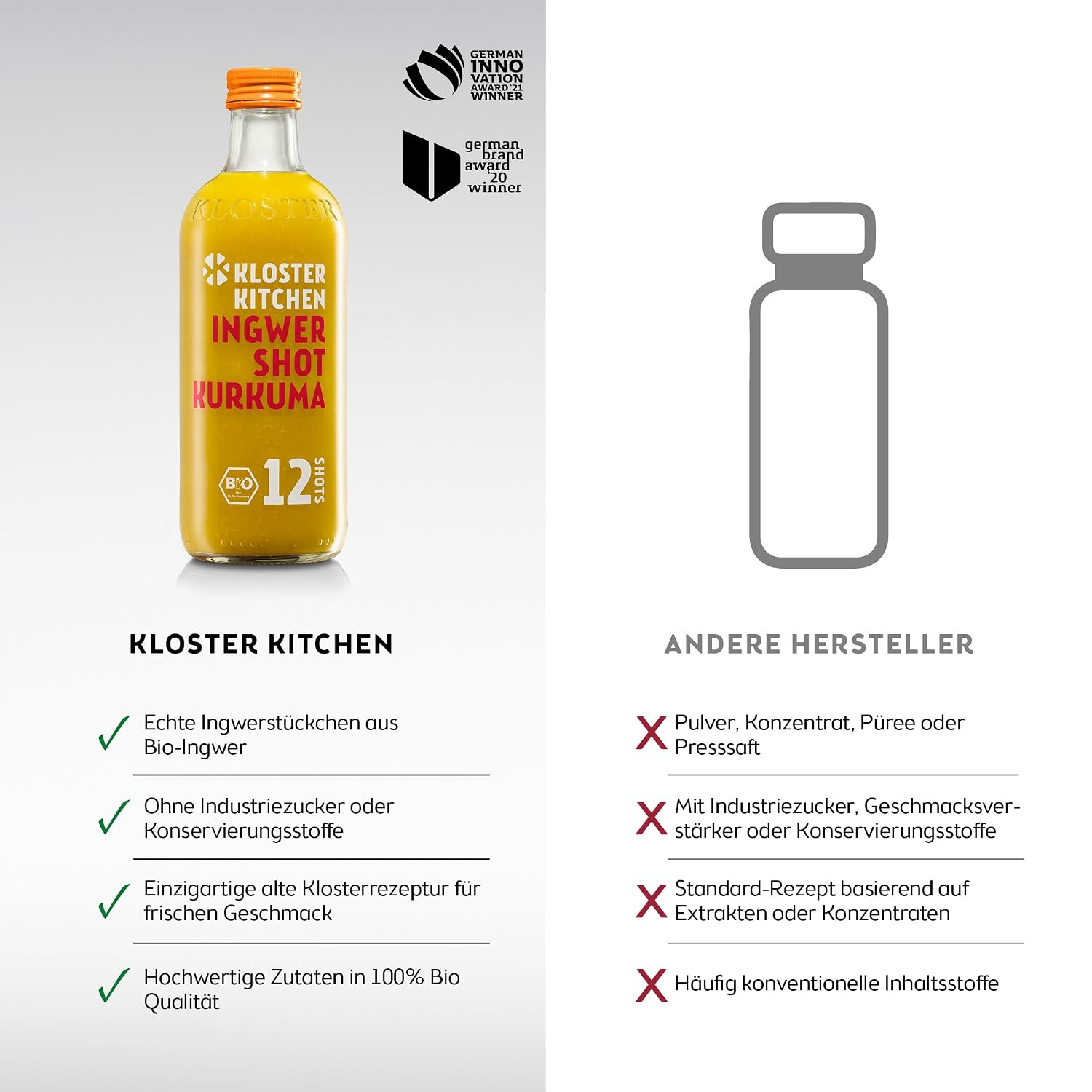 Thumbnail 6 de Kloster Kitchen Bio Ingwer Shot Kurkuma (12 Shots) in Glasflasche – vegan, ohne Zusatzstoffe