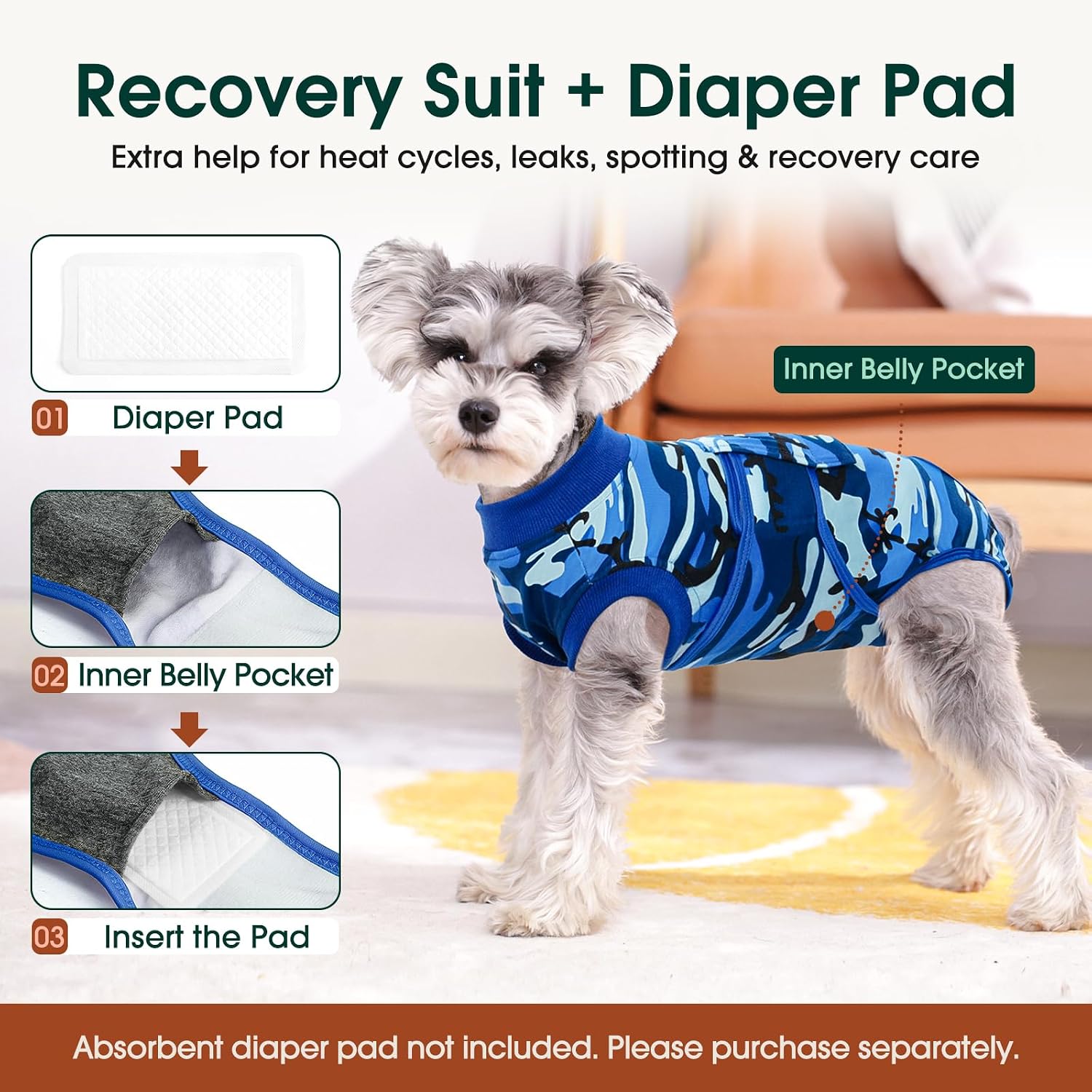 Thumbnail 6 de Kuoser Dog Recovery Suit Cotton-Spandex Blend