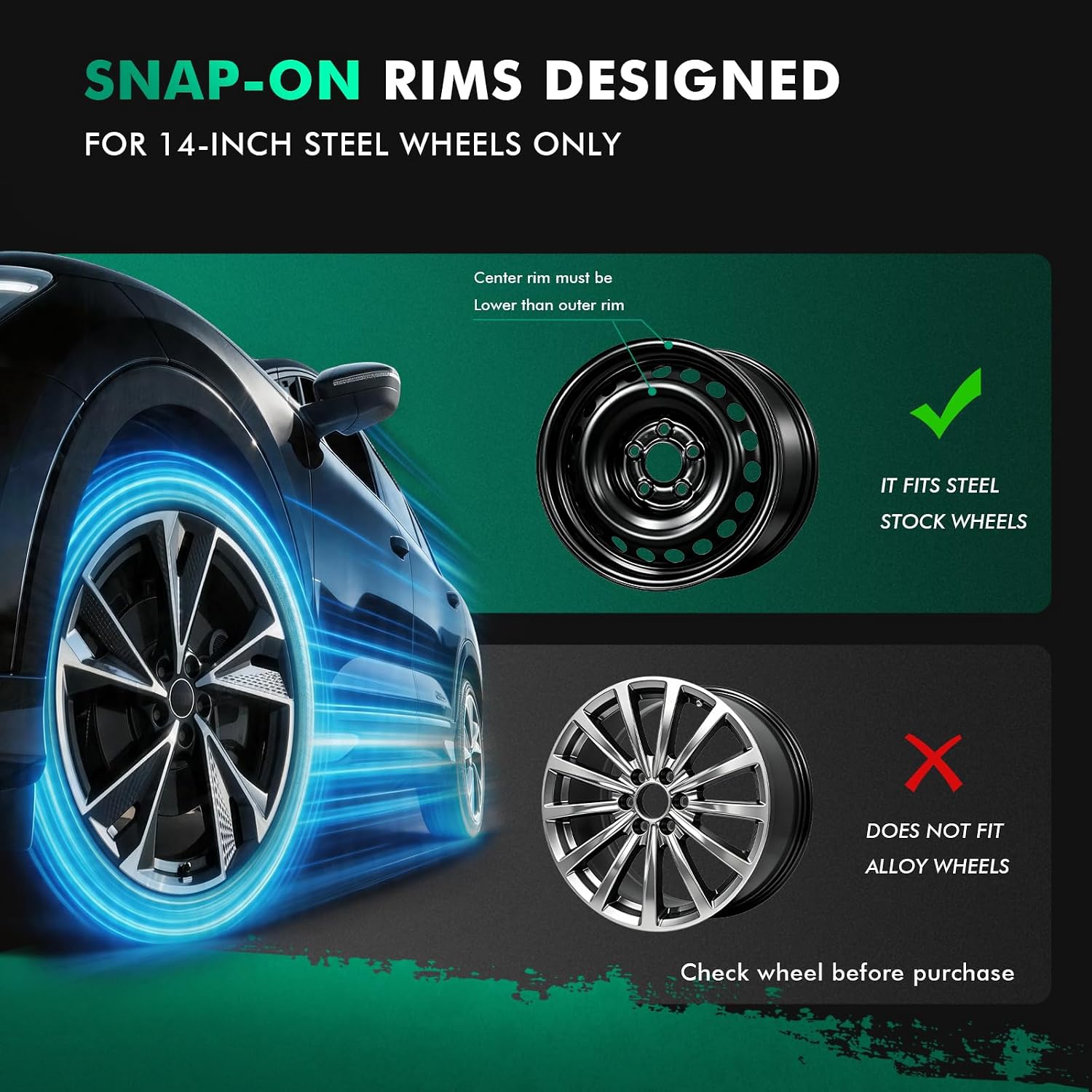 Detalle de SCITOO 14-Inch Hubcaps
