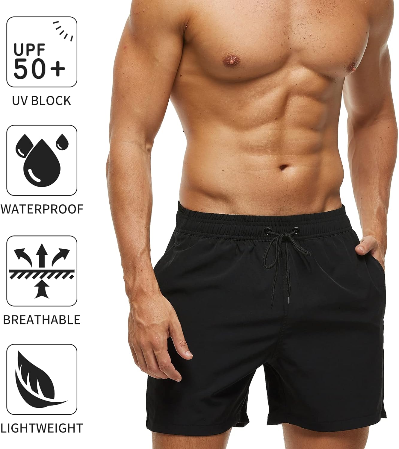 Thumbnail 4 de Aisprts Herren Badehose – Badeshorts mit Reißverschlusstaschen, schnell trocknend und wasserabweisend