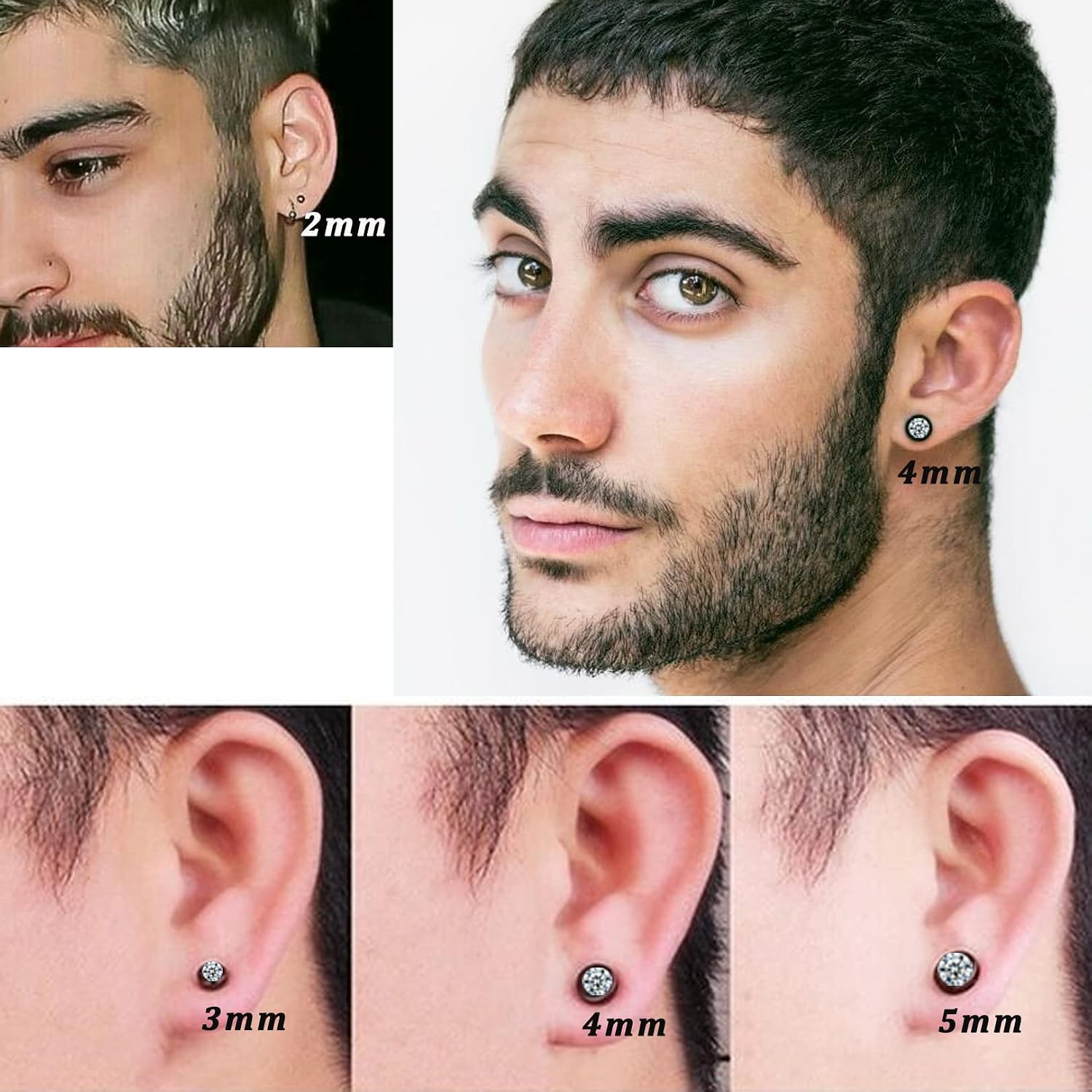 Detalle de Damen Ohrstecker Silber 925 – 3 Paar Klein, Zirkonia, Unendlichkeit, 2/3/4 mm