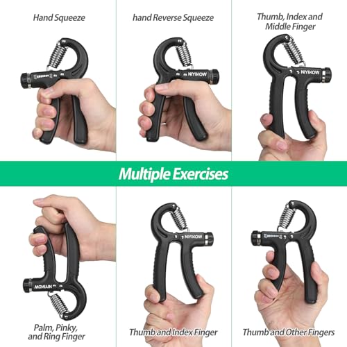 Detalle de NIYIKOW Hand Grip Strengthener: Adjustable 22–132 Lbs, 10–60kg – Silver/Black