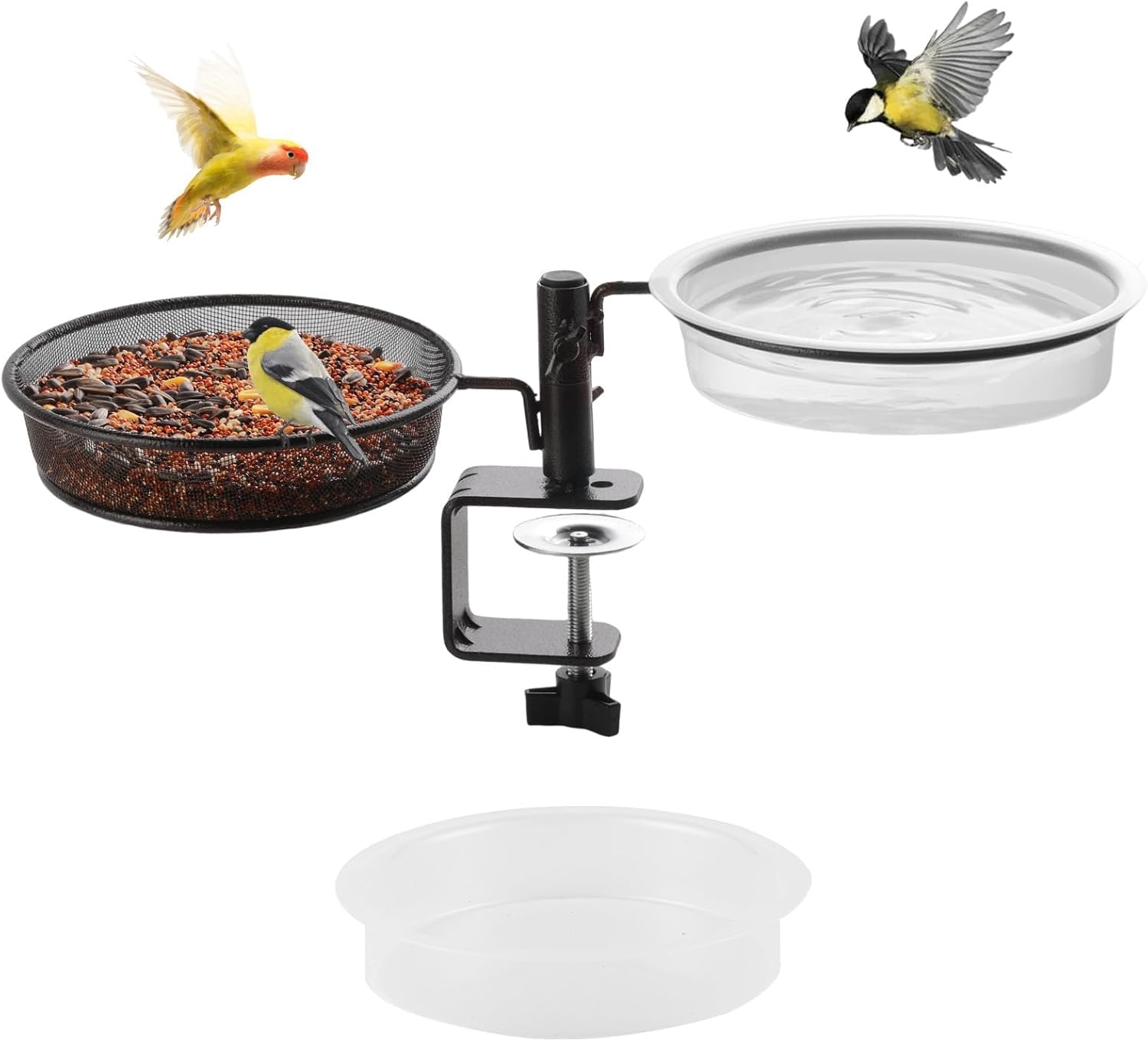 Urban Deco Deck Bird Feeders Platform Deck Mount Bird Feeder & Bird Bath Spa, Bronze