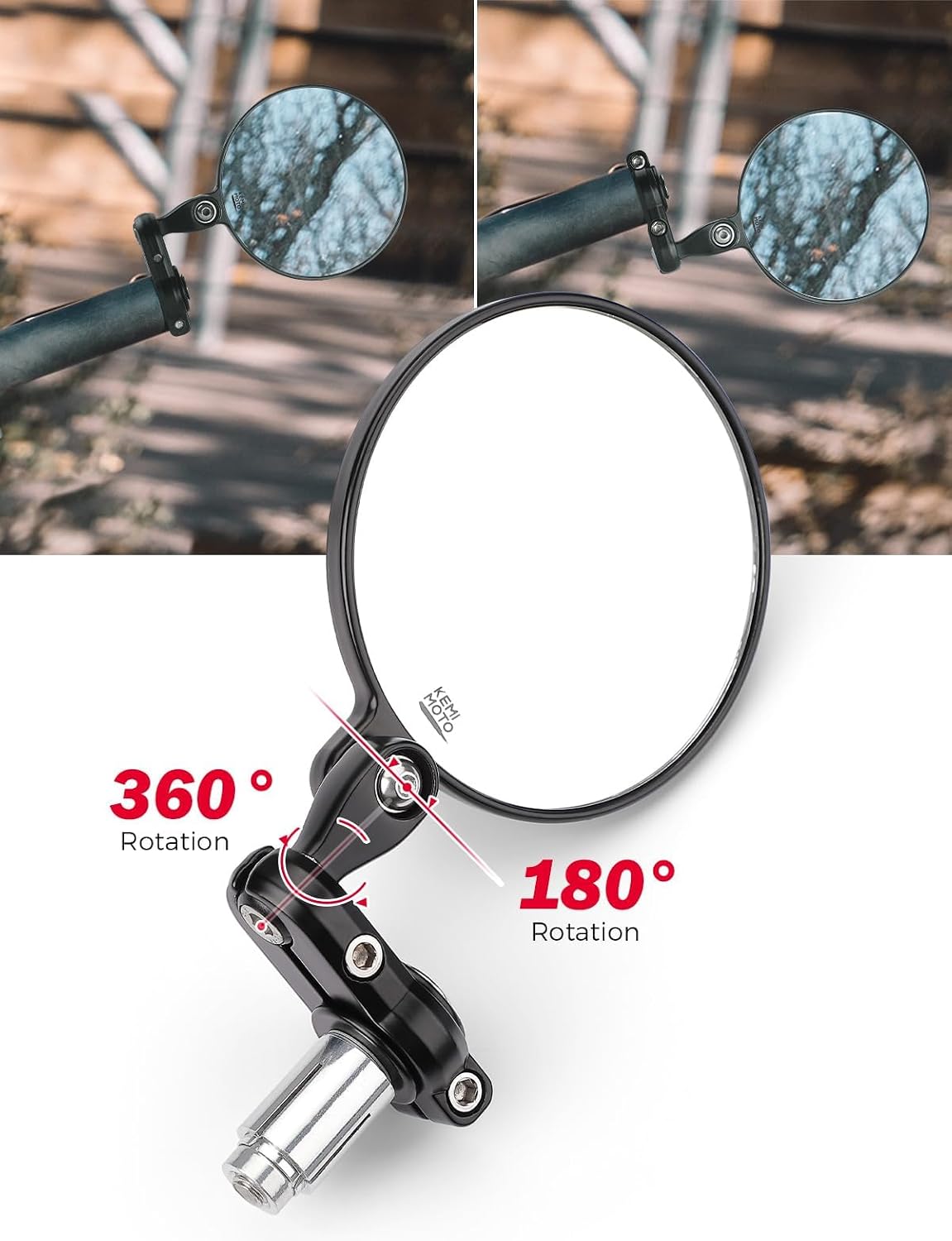 Detalle 2 de KEMIMOTO CNC Motorradspiegel 360° drehbar