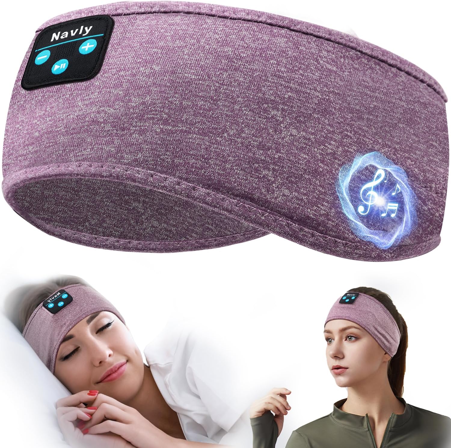 Detalle de Navly Auriculares Bluetooth de Diadema para Dormir con Sonido HD