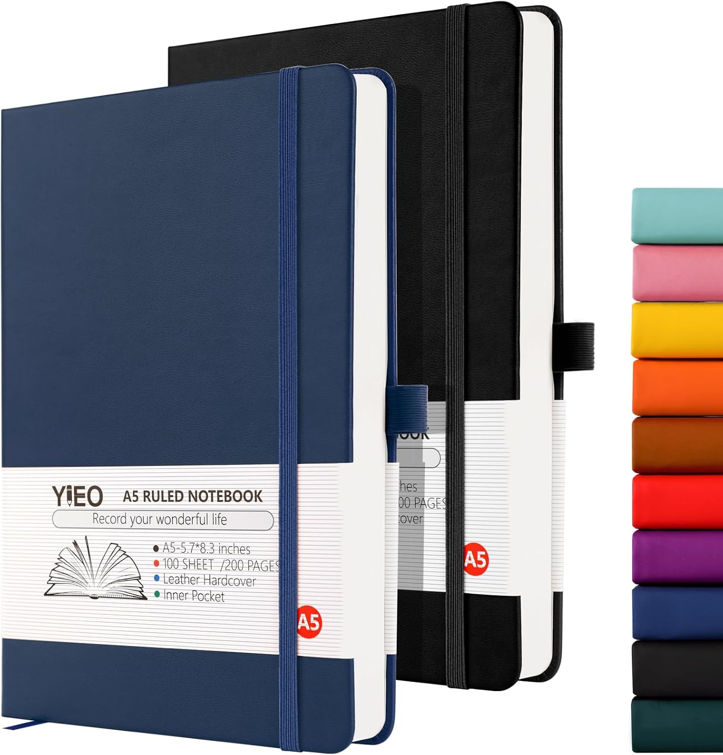 Detalle de YIEO Notebook A5 2 Pack 398 Pages