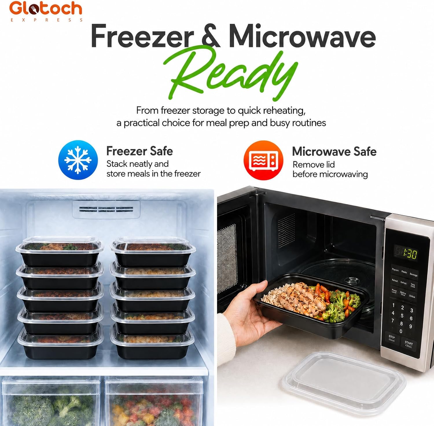 Thumbnail 3 de Meal Prep Containers 24oz-100 Pack (200-Piece): Reusable BPA-Free Storage for Efficient, Organized Meals
