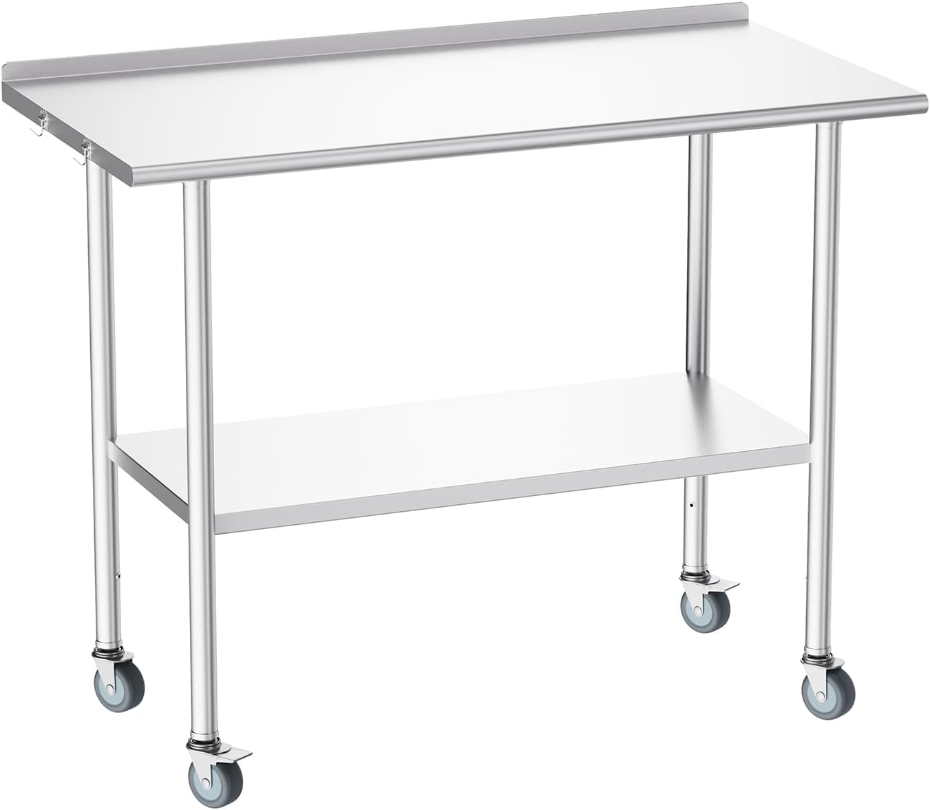 Detalle de Atelicf ATE302 Stainless Steel Prep Table, 24 x 48 Inches, with Backsplash