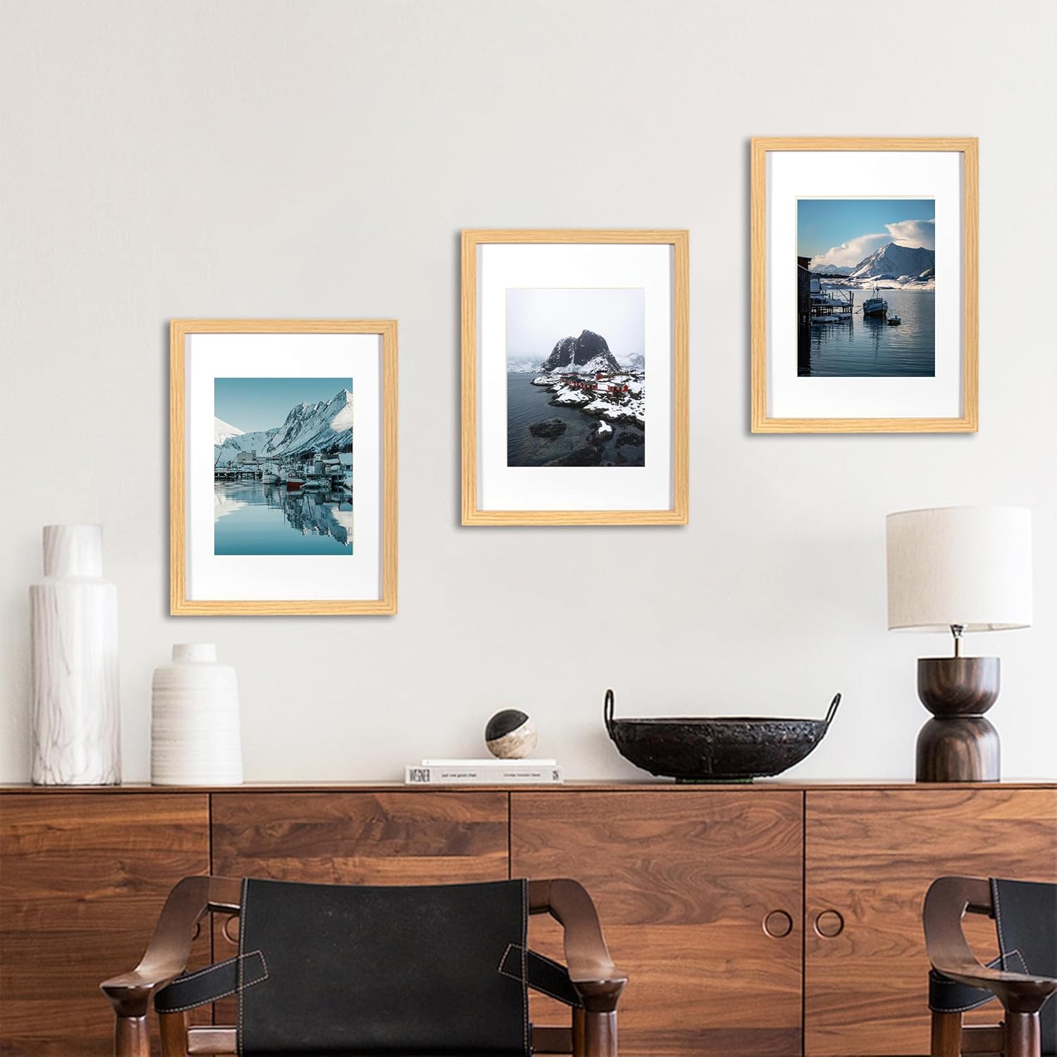 Thumbnail 3 de KAIWIN 2er Pack Bilderrahmen 40x50 cm Eiche – Holz Bilderrahmen zum Aufhängen