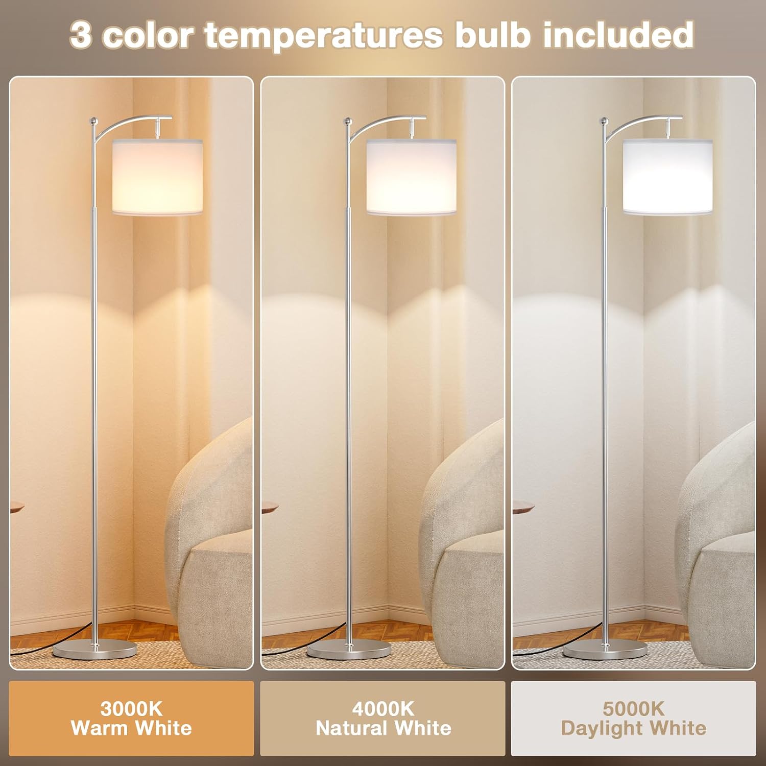 Detalle 2 de Aooshine Silver Floor Lamp 61-inch
