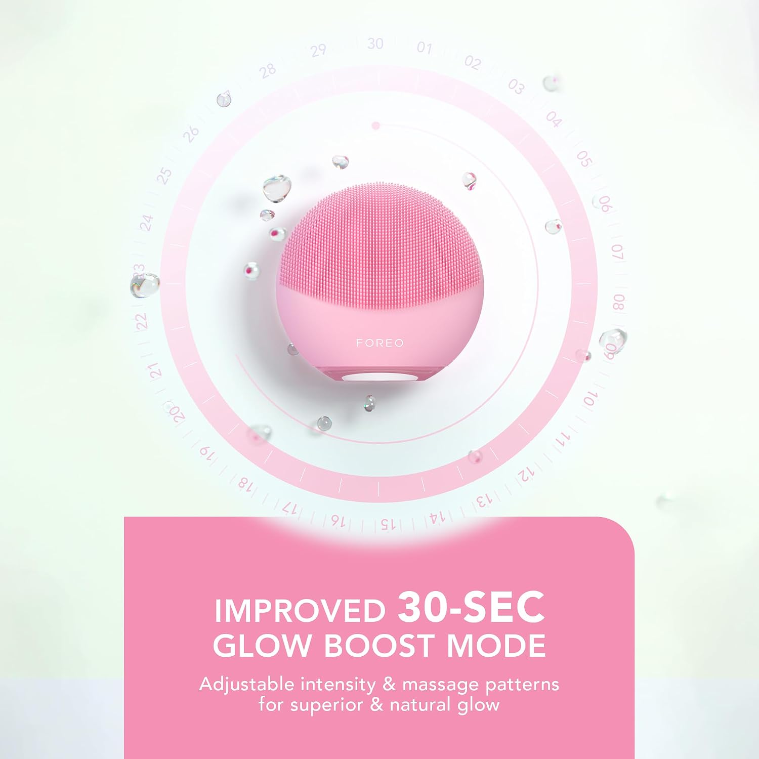 Detalle de FOREO LUNA 4 mini: spazzola detergente viso compatta, massaggio T-Sonic e Glow Boost per una pelle limpida e pronta all’assorbimento