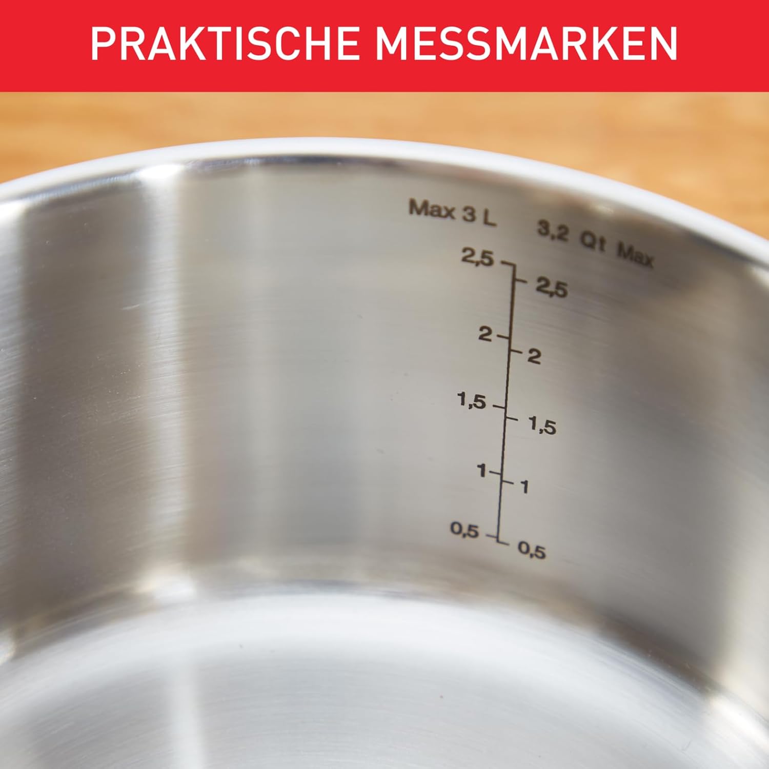 Detalle 2 de Tefal Duetto A70542 Kochtopf 20 cm – robust, induktionsgeeignet, mit Ausgießdeckel