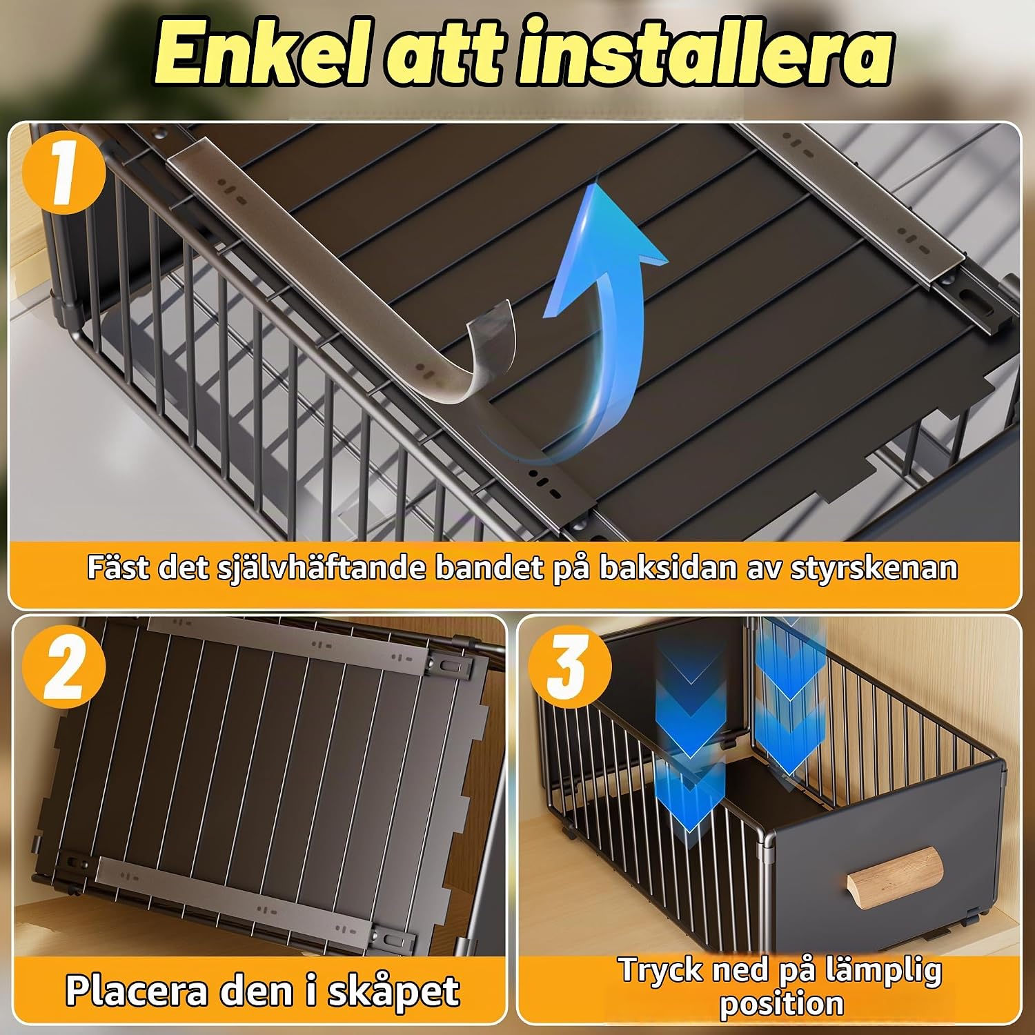 Detalle 2 de Vortix utdragbara kökslådor i kolstål, 25 cm breda, 2-pack