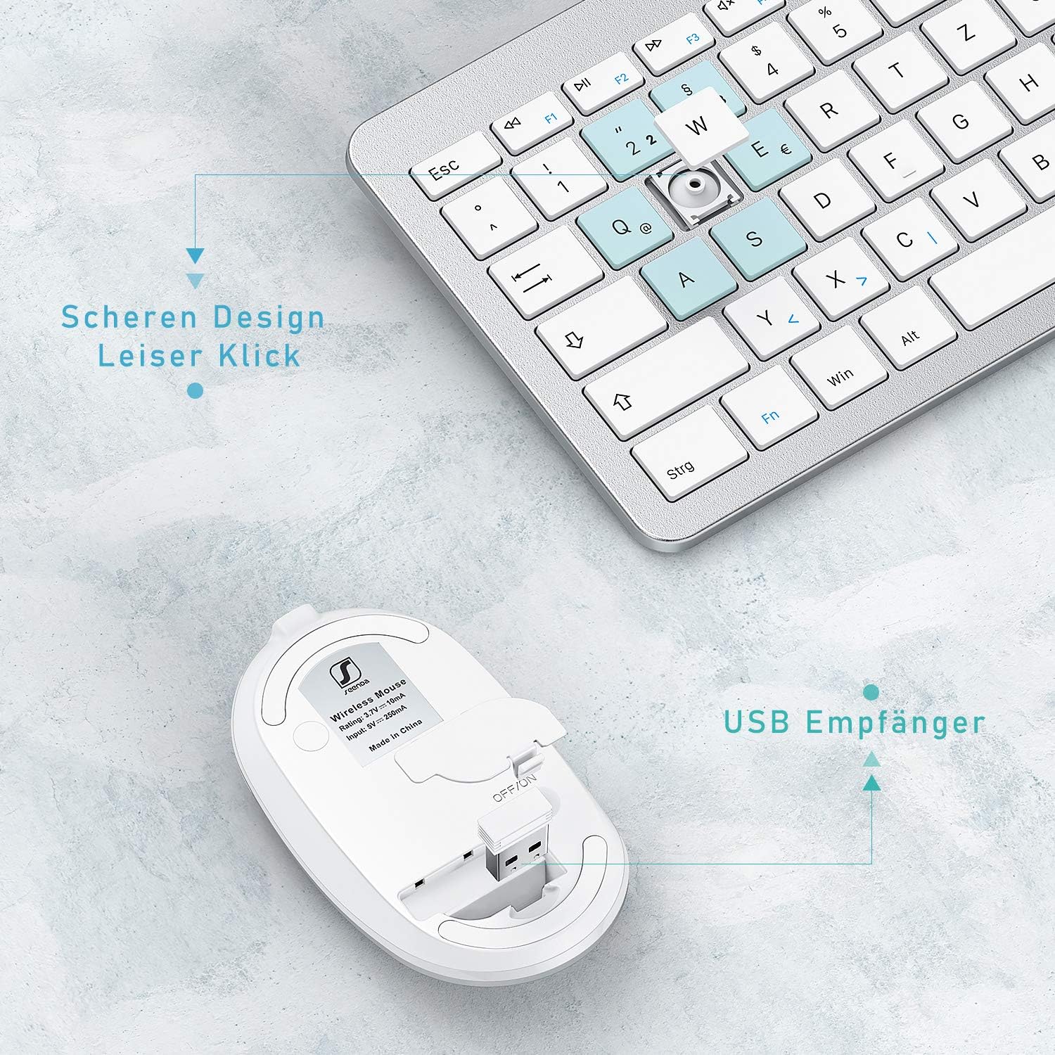 Detalle 2 de seenda SK38-3 Kabelloses Tastatur-Maus-Set ⌨