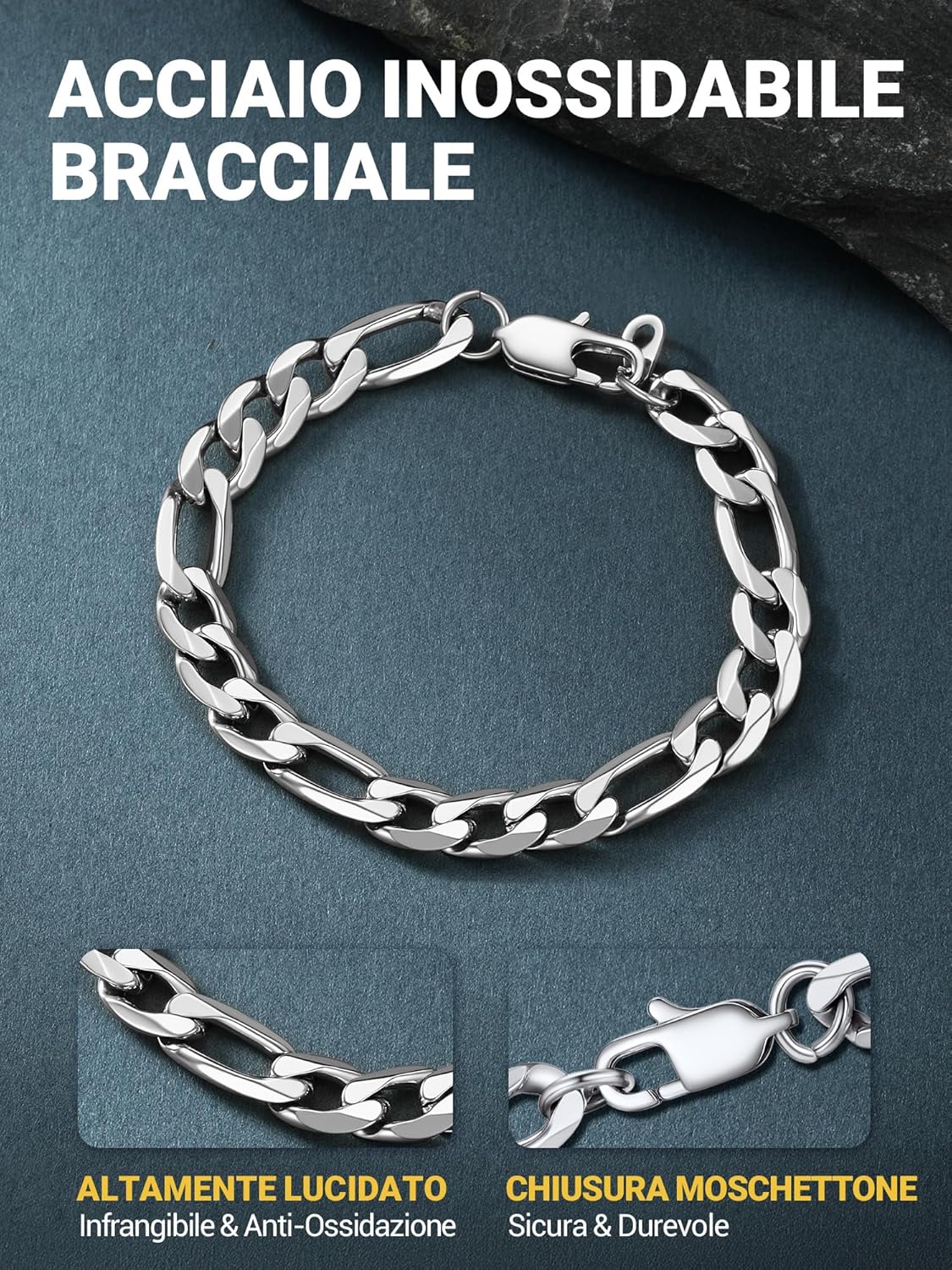 Thumbnail 4 de PROSTEEL Braccialetto Catena Figaro 3 in 1 – Design neutro e minimale in acciaio inox 316L