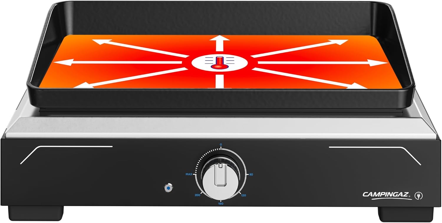 Detalle de Campingaz Plancha Electric 1 XD: plancha elettrica in ghisa, pronta all’uso