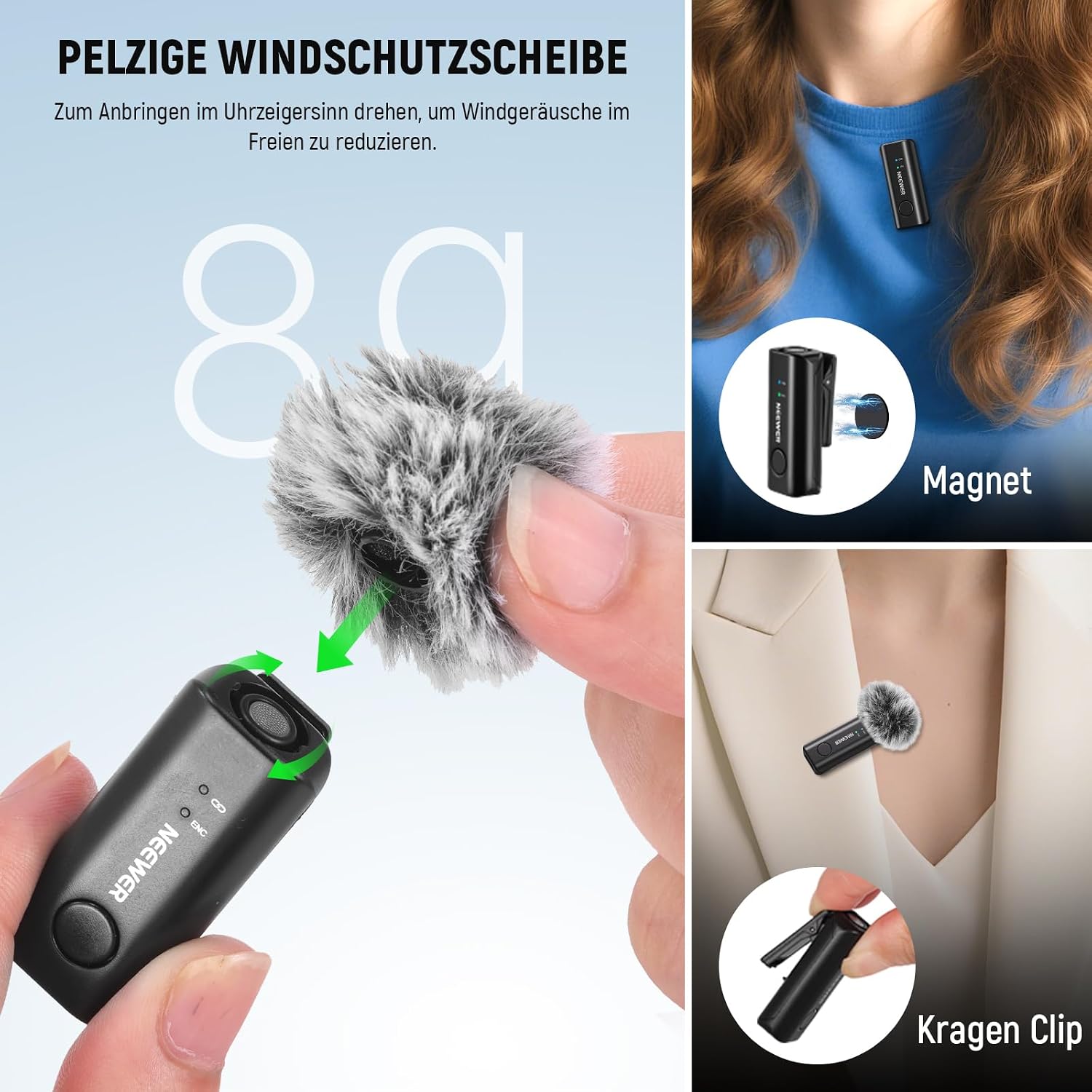 Thumbnail 3 de NEEWER kabelloses Lavalier Mikrofon 48kHz 24Bit