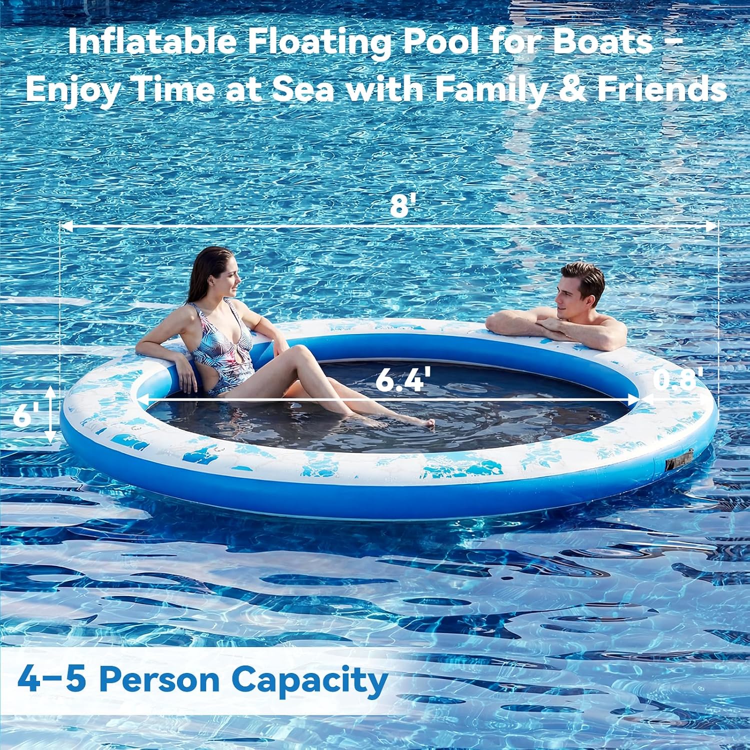 Detalle de Danrelax 6-12FT Round Inflatable Floating Dock with Sunchill Float Ring