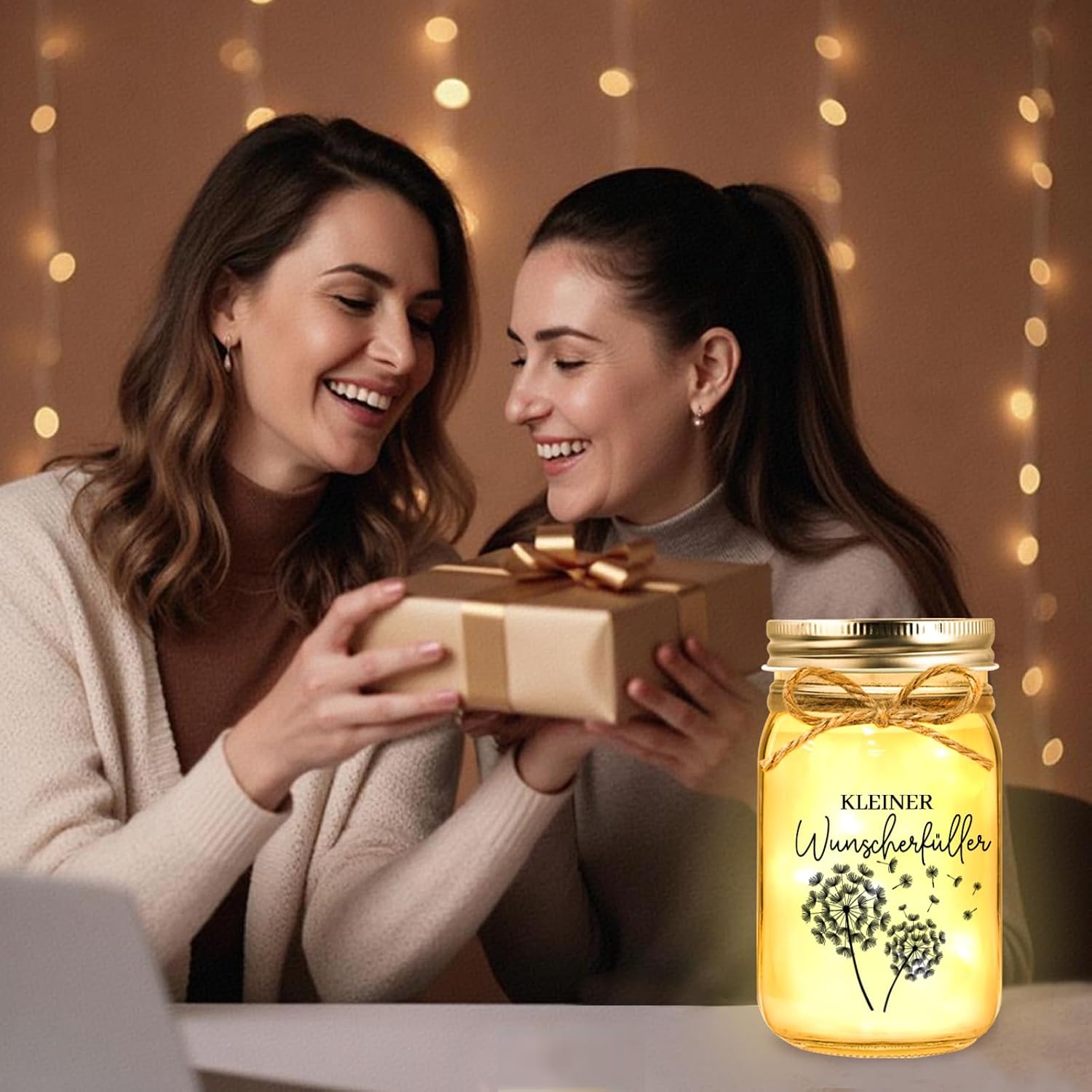 Detalle 2 de Hiipeefeel Wunscherfüller Geldgeschenke – LED-Glasflasche mit persönlicher Botschaft