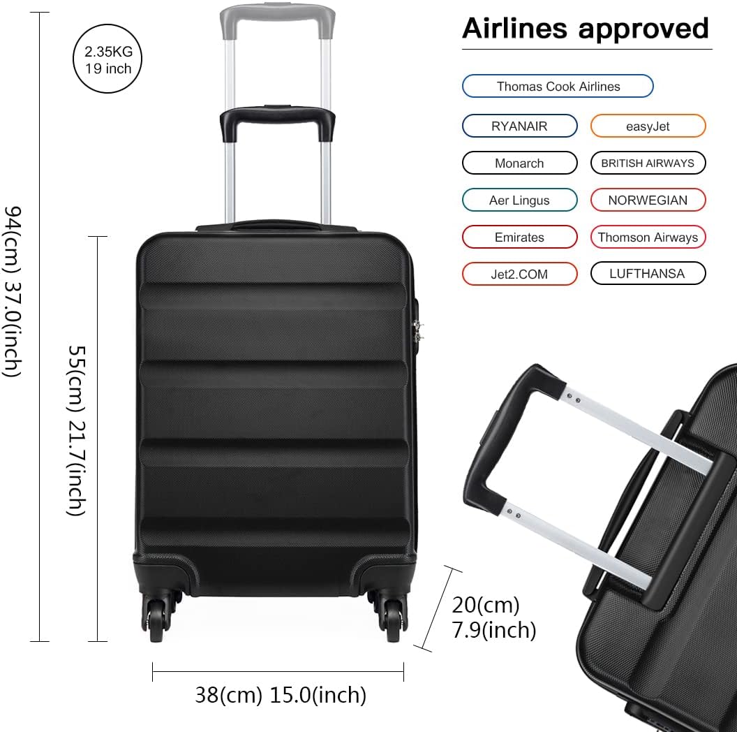 Thumbnail 1 de Kono Cabin 19" ABS Carry-On Suitcase, 33L, Four Spinner Wheels