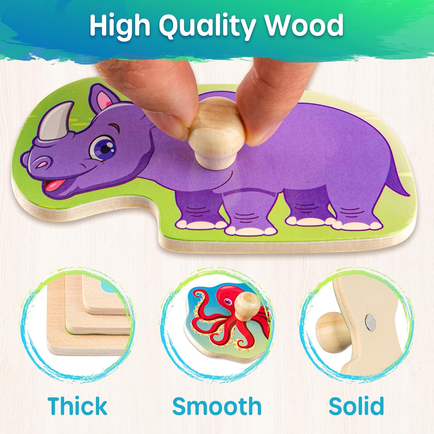 Thumbnail 3 de SYNARRY Wooden Puzzles 6-piece set for toddlers 🧩