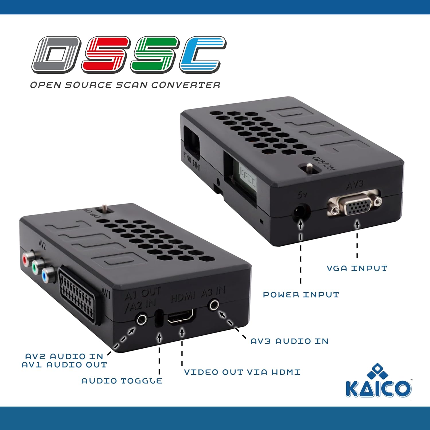 Detalle 2 de Kaico Edition OSSC 1.8 Open Source Scan Converter with SCART, Component and VGA to HDMI for Retro Gaming