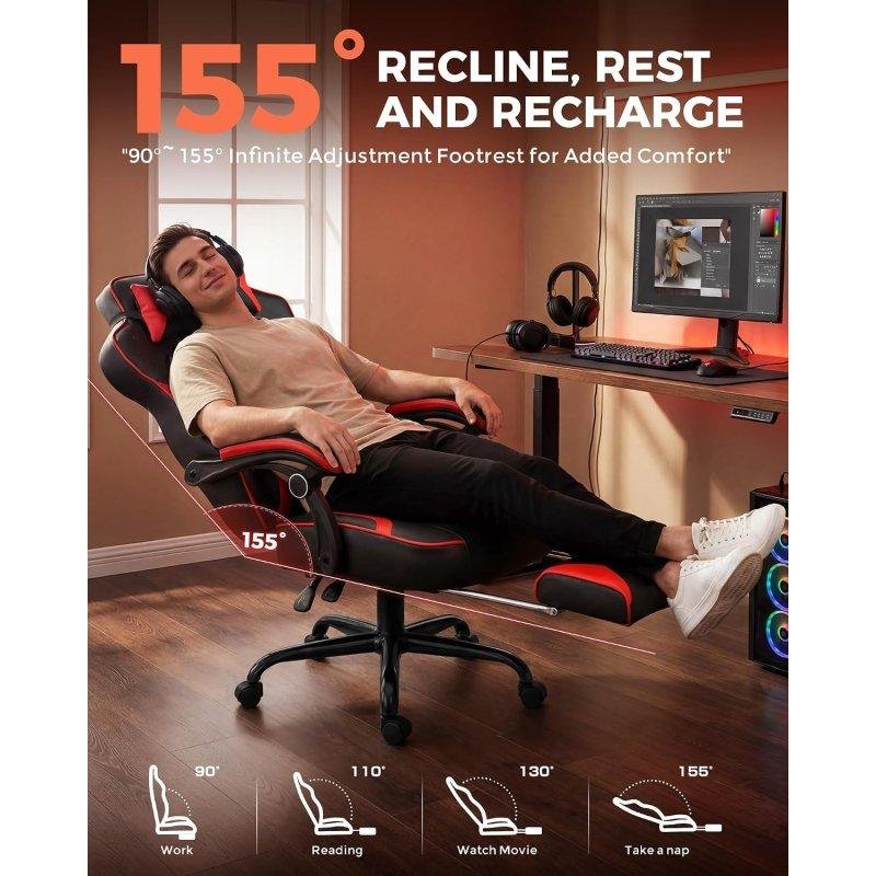 Thumbnail 1 de Silla Gaming GTPLAYER Ergonómica 180 kg Reclinable 155° - Roja