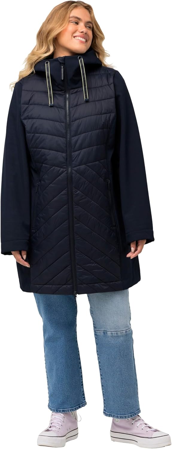 Detalle de Ulla Popken Grs Hyprar - Giacca Softshell con Inserto Trapuntato, Impermeabile Donna