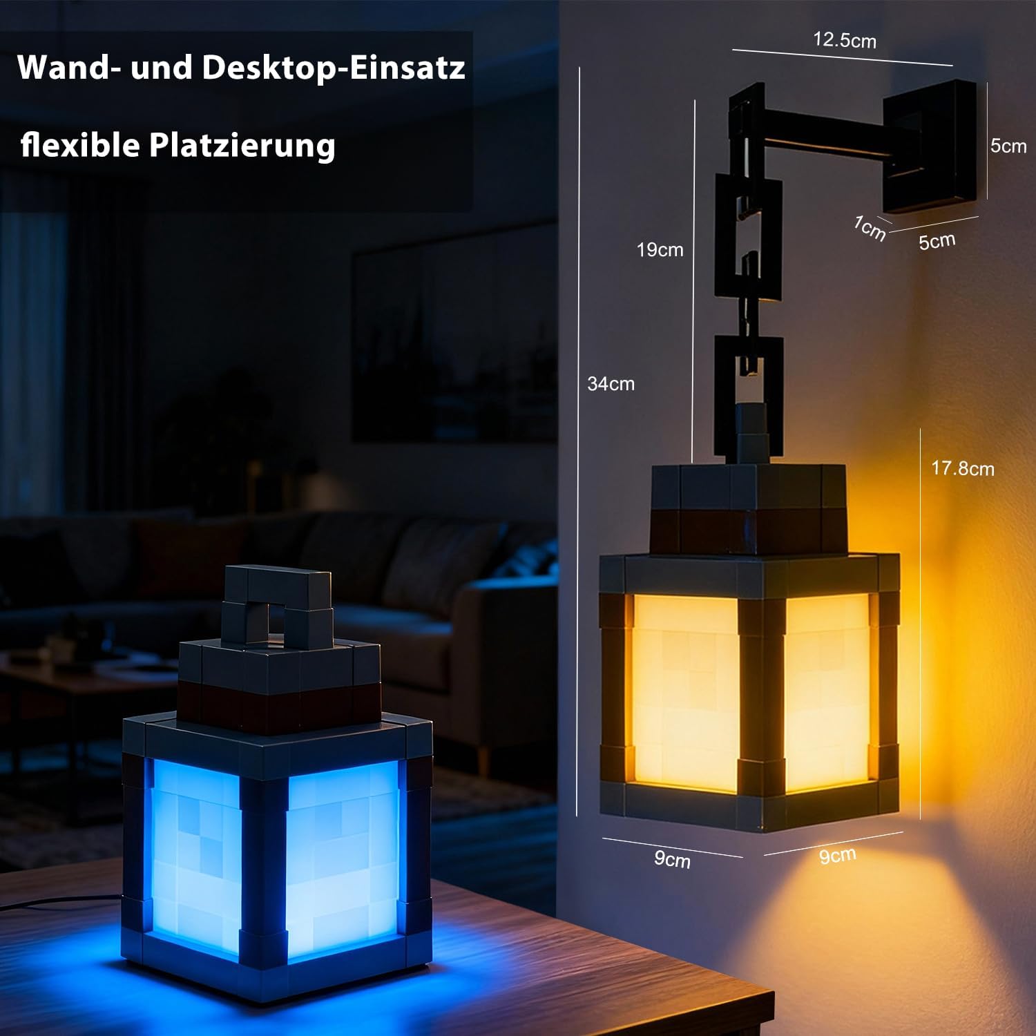 Detalle 2 de ZTZK Pixelierte Laterne Nachtlicht mit 16 Farben