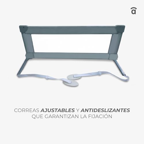 Detalle de Asalvo Barrera de Cama Protección Anticaídas 90 cm – Barandilla Plegable y Portátil, blanca