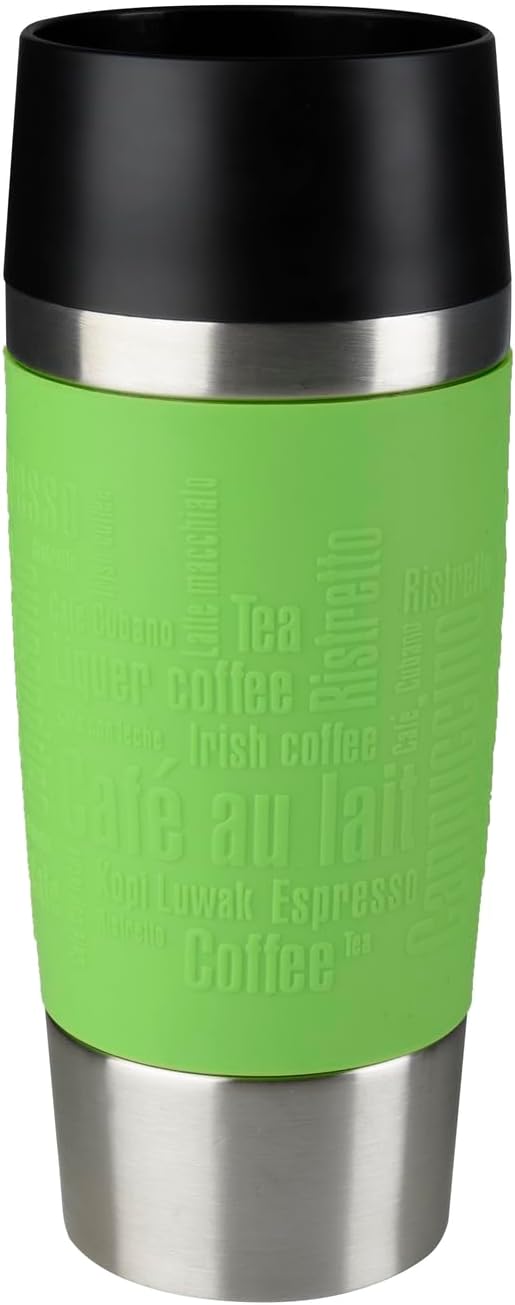 Detalle de Emsa Travel Mug 360 ml Classic – Thermobecher mit Quick-Press-Verschluss, 360°-Trinköffnung, grün