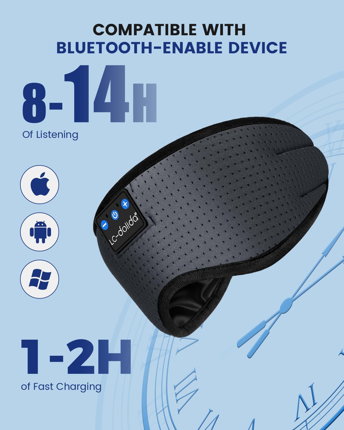 Detalle de LC-dolida LC001 Bluetooth Sleep Mask with Breathable Memory Foam