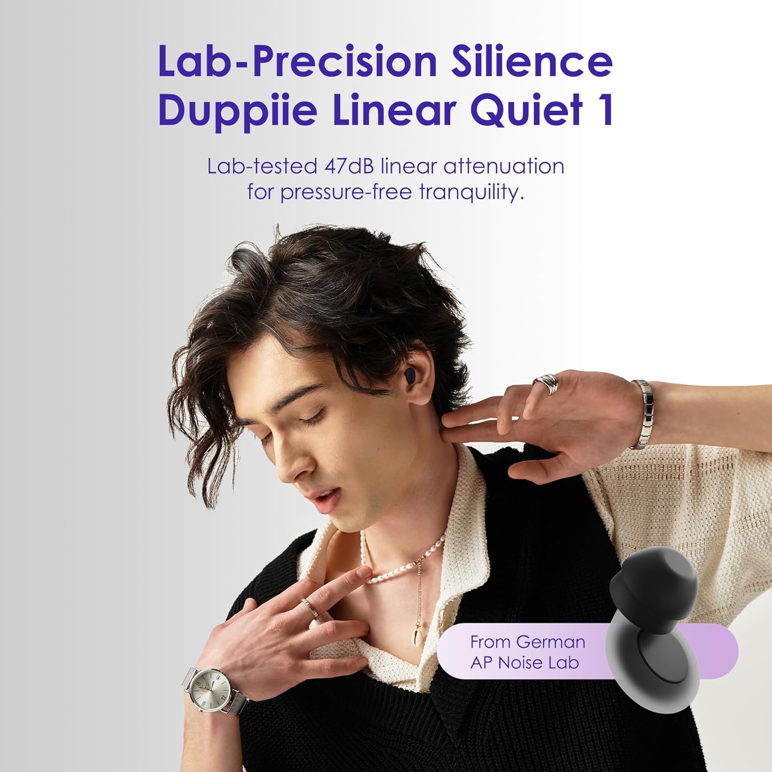 Detalle 2 de Duppiie Pro Ear Plugs for Sleep – 47dB SoundTarget, Acoustic-Engineered Comfort